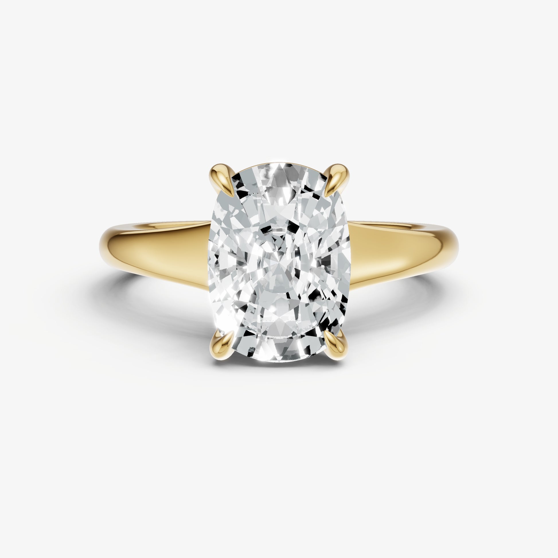 Old Miner Solitaire Engagement Ring with Reverse Tapered Band