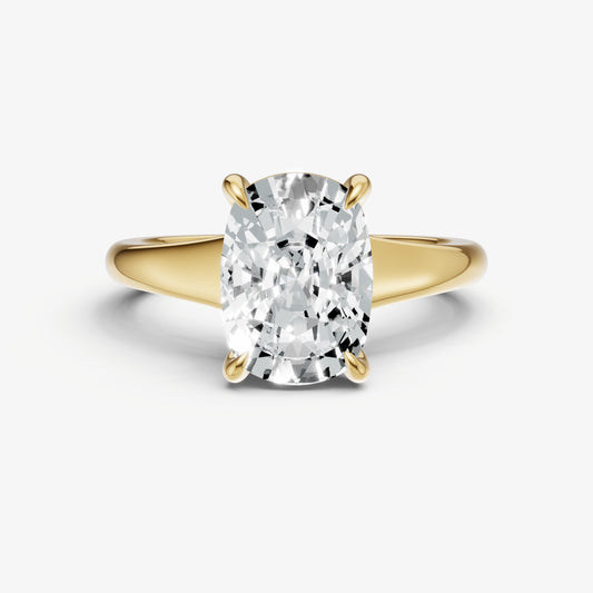 Old Miner Solitaire Engagement Ring with Reverse Tapered Band