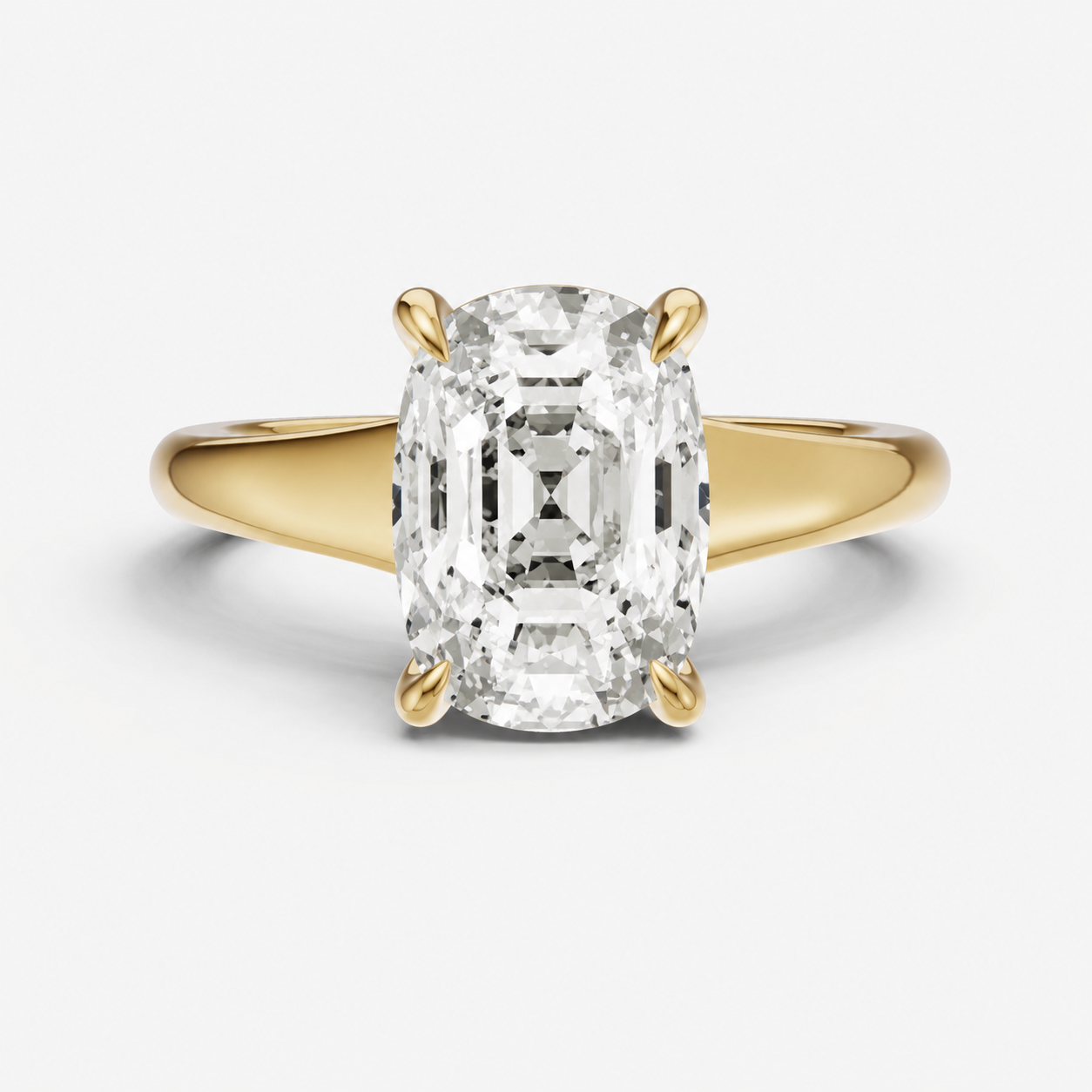 Old Miner Solitaire Engagement Ring with Reverse Tapered Band