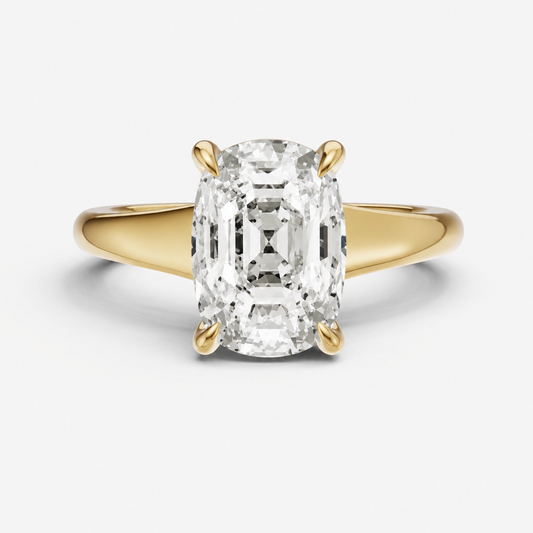 Old Miner Solitaire Engagement Ring with Reverse Tapered Band