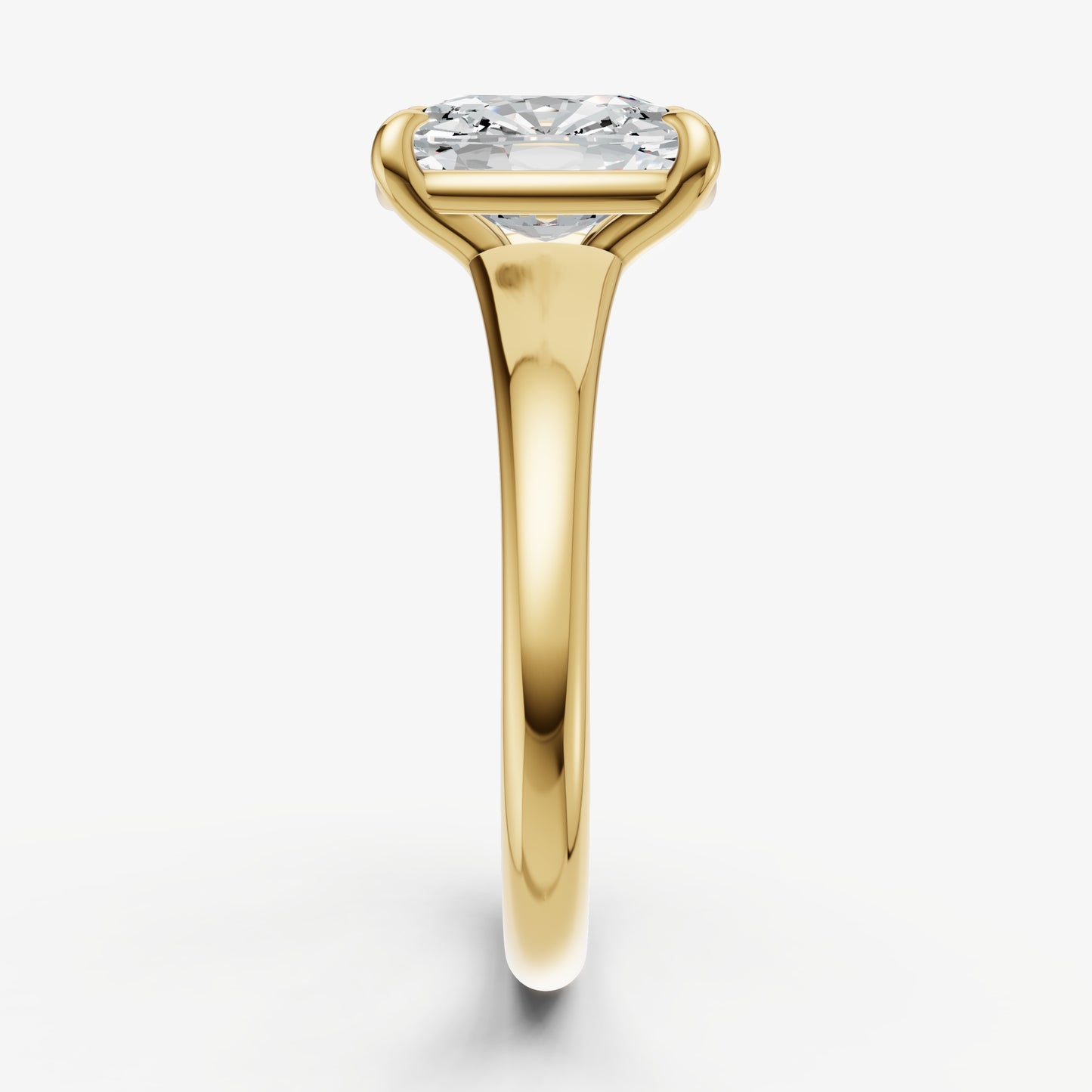 Old Miner Solitaire Engagement Ring with Reverse Tapered Band