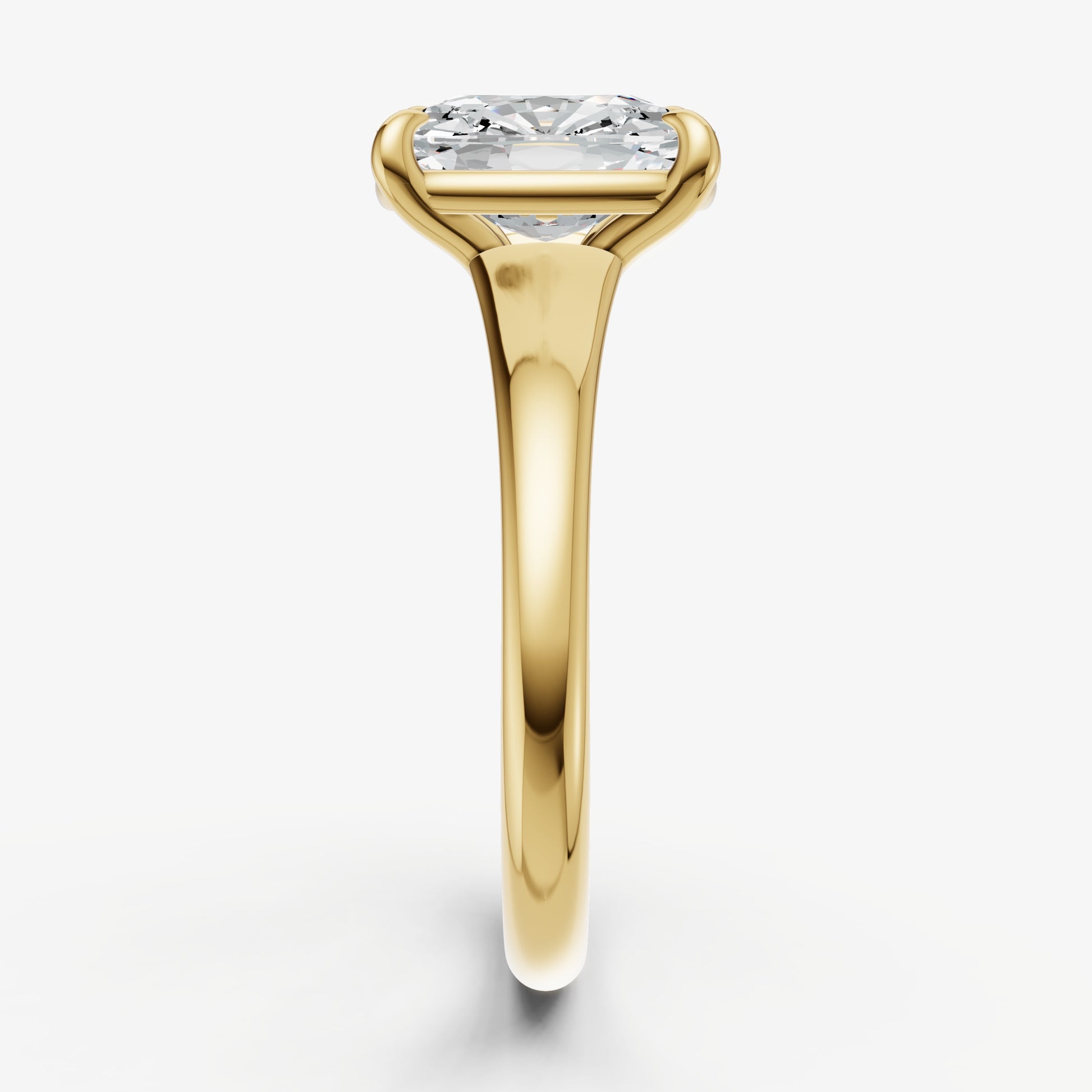 Old Miner Solitaire Engagement Ring with Reverse Tapered Band