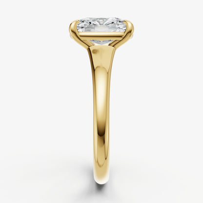 Old Miner Solitaire Engagement Ring with Reverse Tapered Band