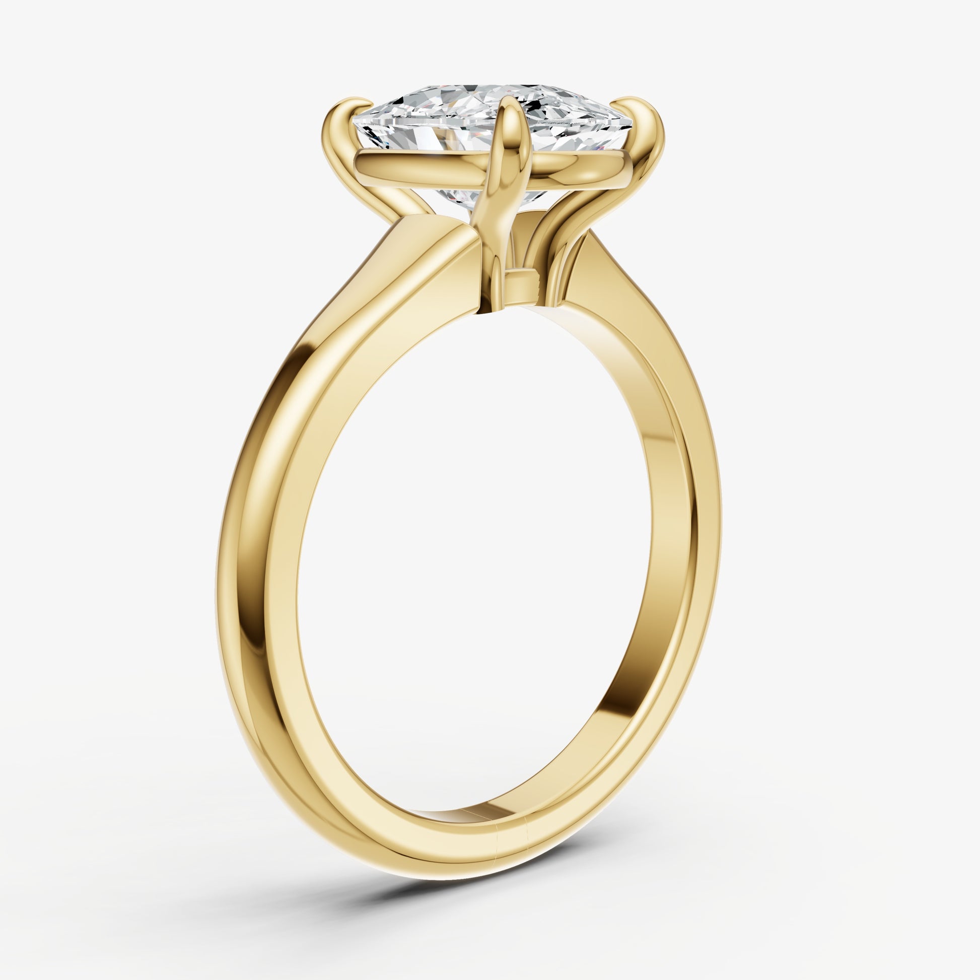 Old Miner Solitaire Engagement Ring with Reverse Tapered Band
