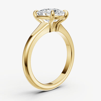Old Miner Solitaire Engagement Ring with Reverse Tapered Band