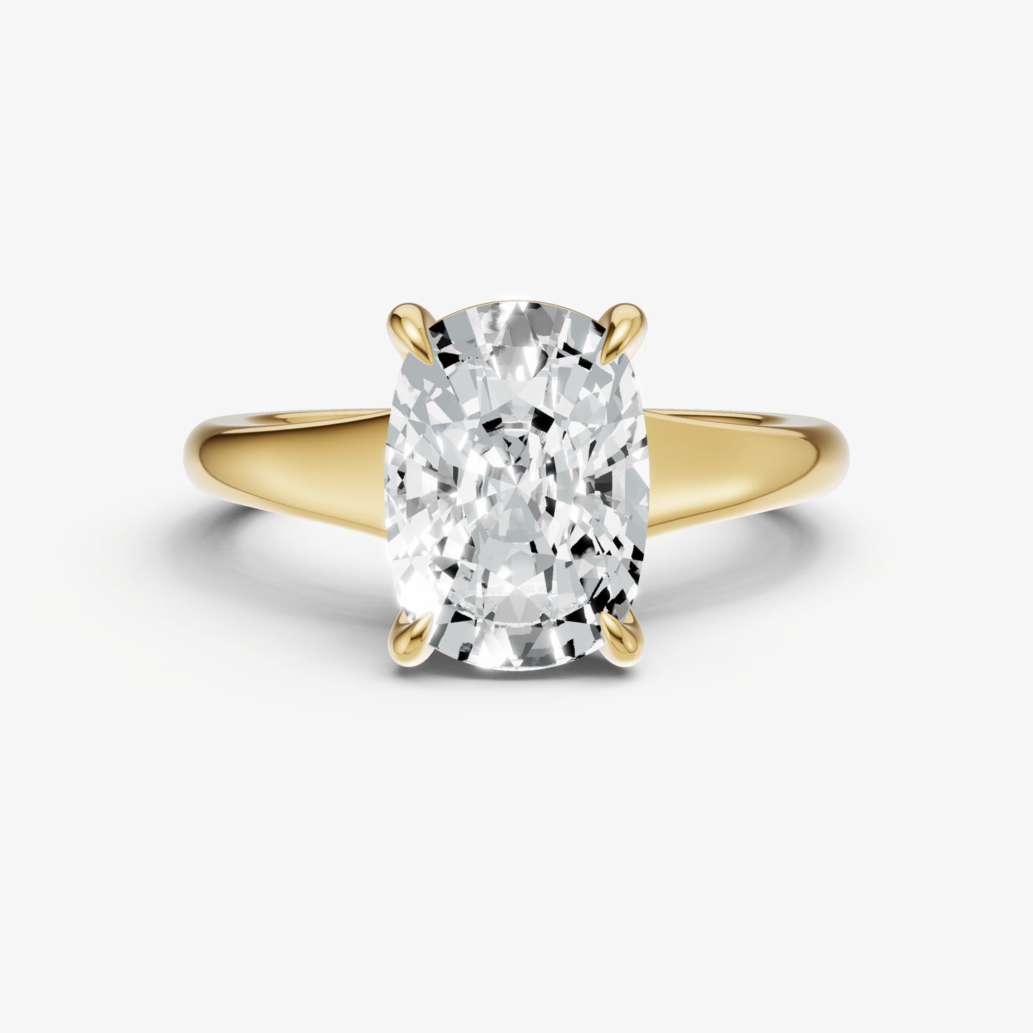 Old Miner Solitaire Engagement Ring with Reverse Tapered Band
