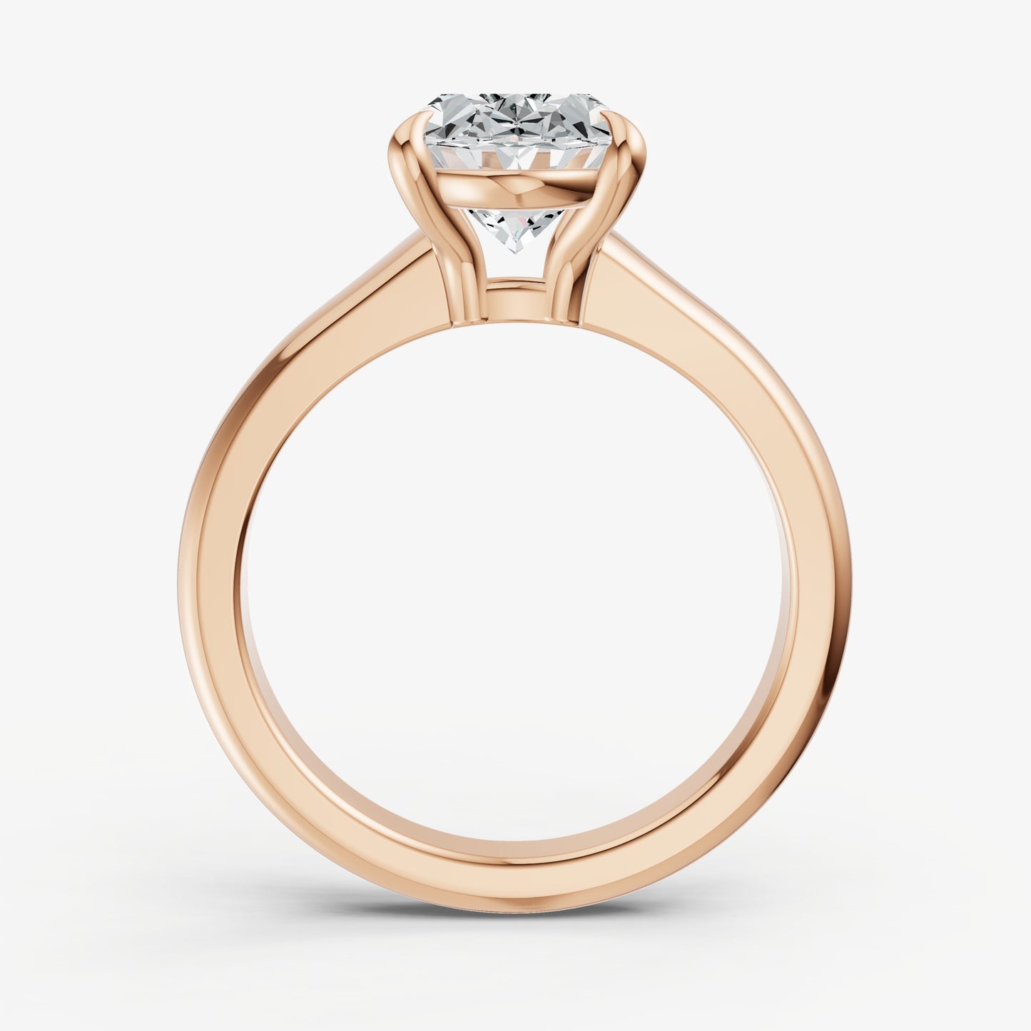 Oval Solitaire Engagement Ring with Reverse Tapered Band