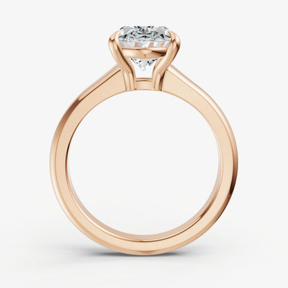 Oval Solitaire Engagement Ring with Reverse Tapered Band