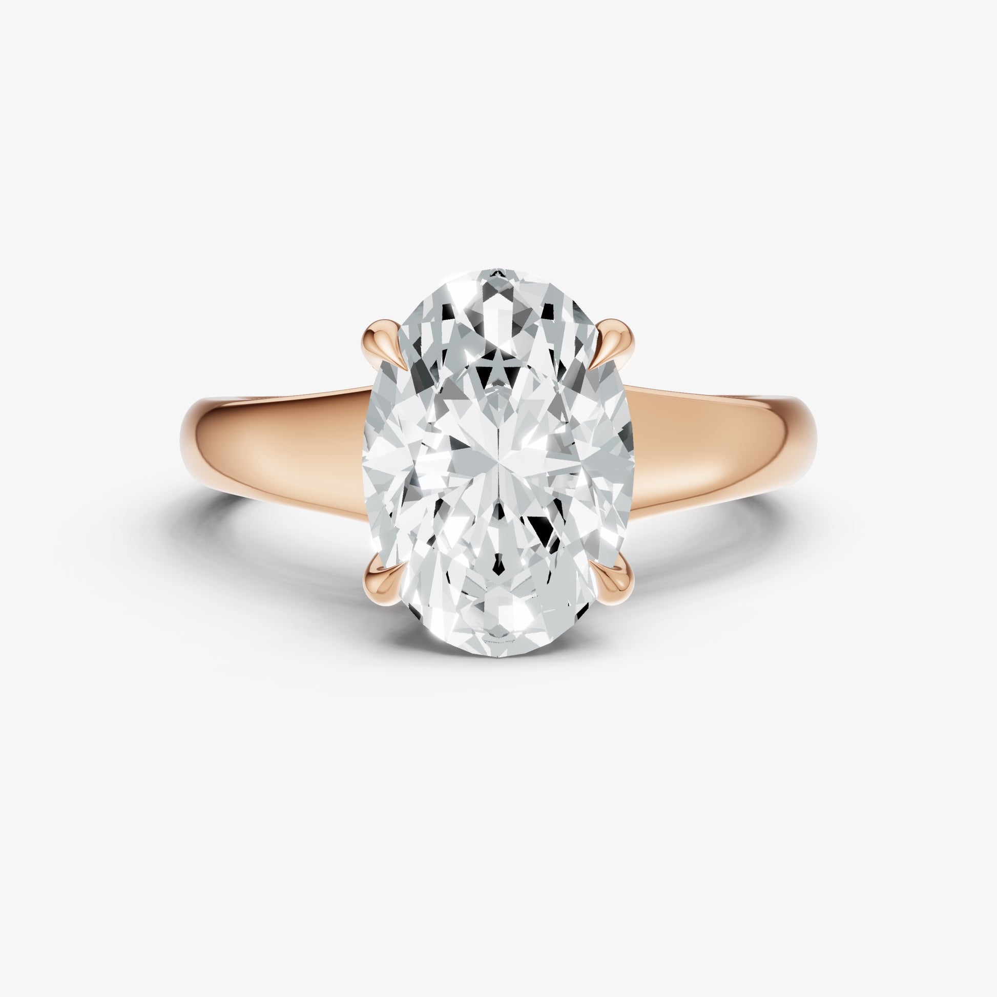 Oval Solitaire Engagement Ring with Reverse Tapered Band