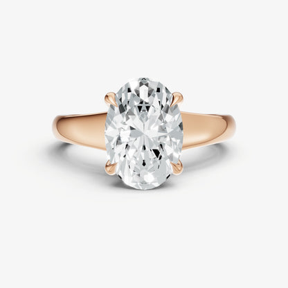 Oval Solitaire Engagement Ring with Reverse Tapered Band