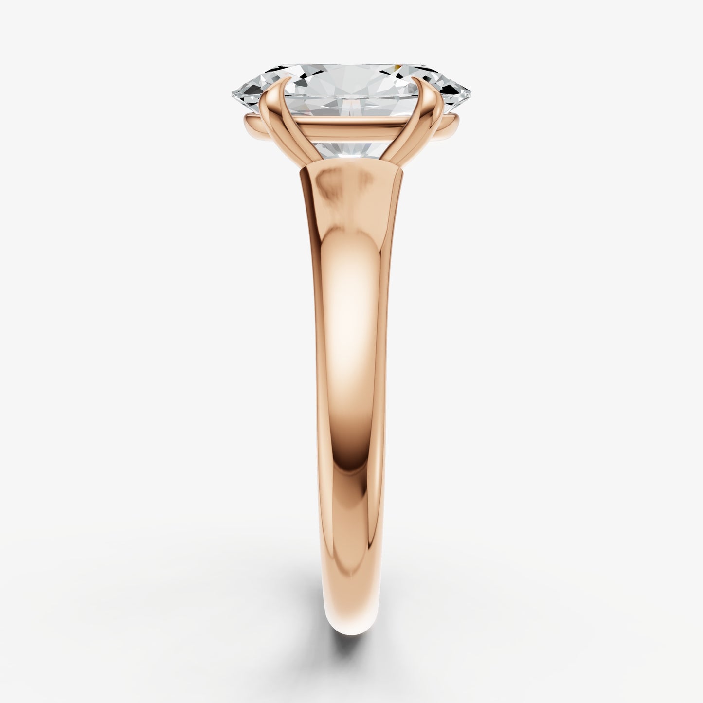 Oval Solitaire Engagement Ring with Reverse Tapered Band