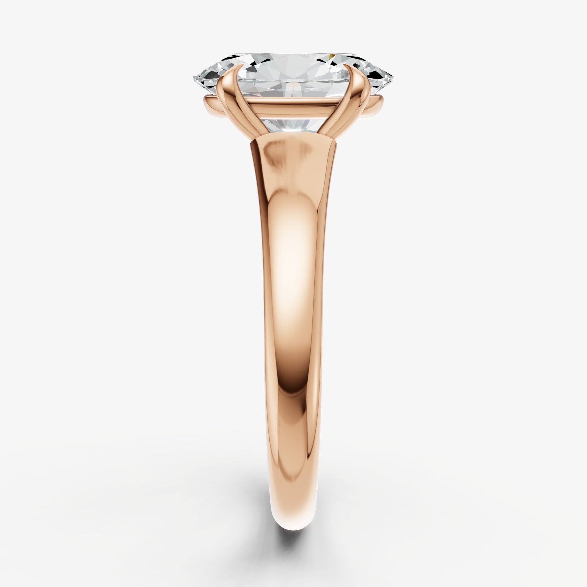 Oval Solitaire Engagement Ring with Reverse Tapered Band