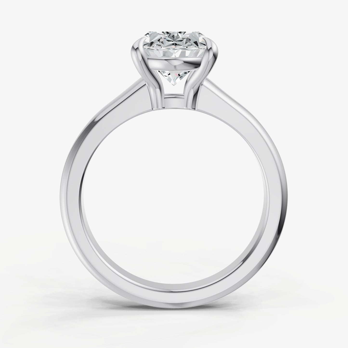 Oval Solitaire Engagement Ring with Reverse Tapered Band