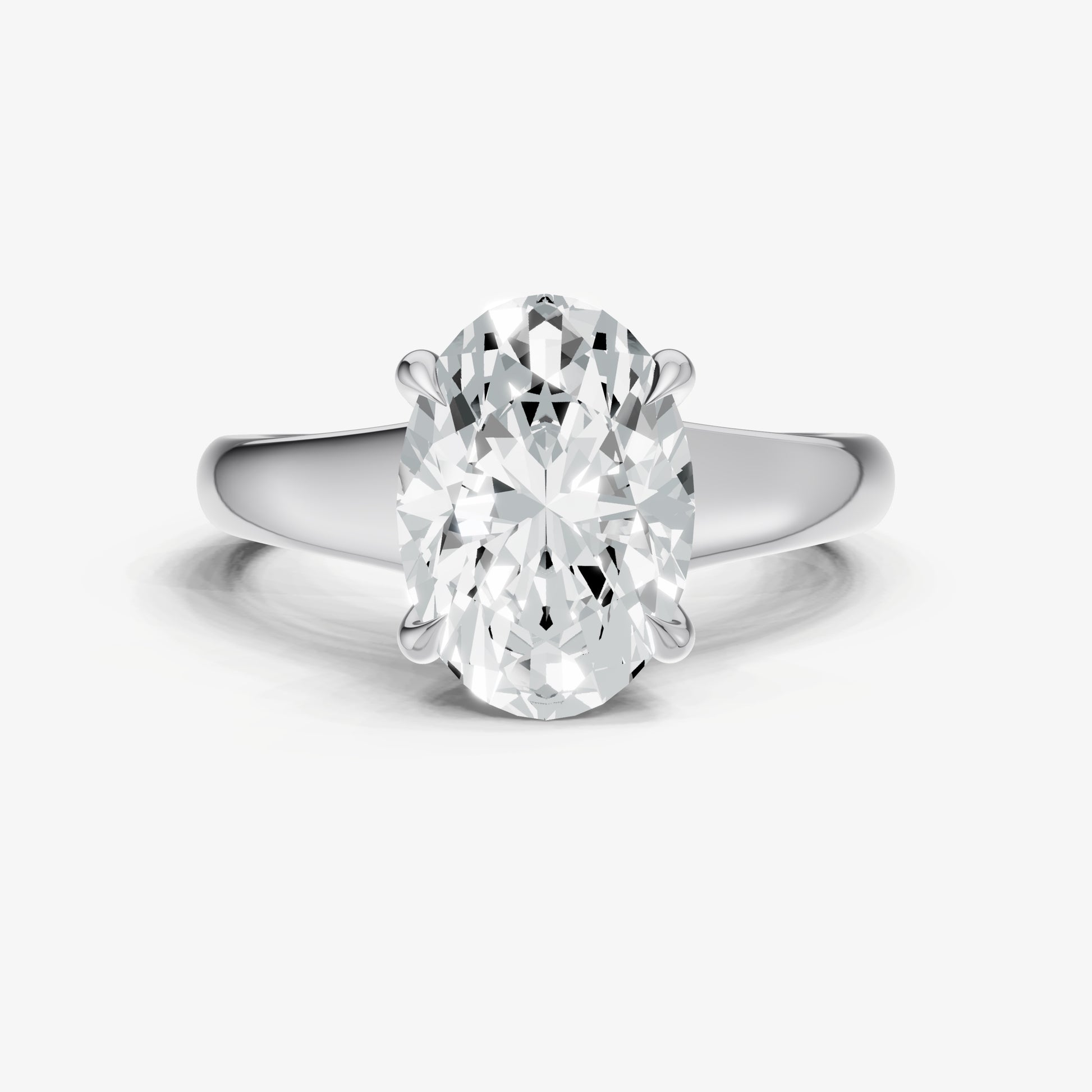 Oval Solitaire Engagement Ring with Reverse Tapered Band