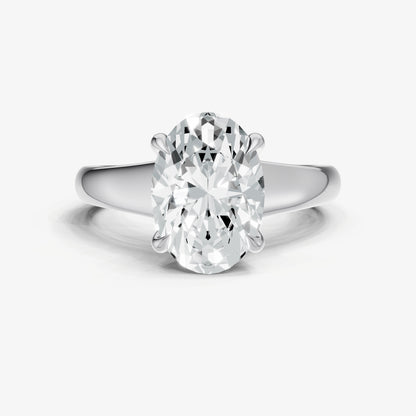 Oval Solitaire Engagement Ring with Reverse Tapered Band