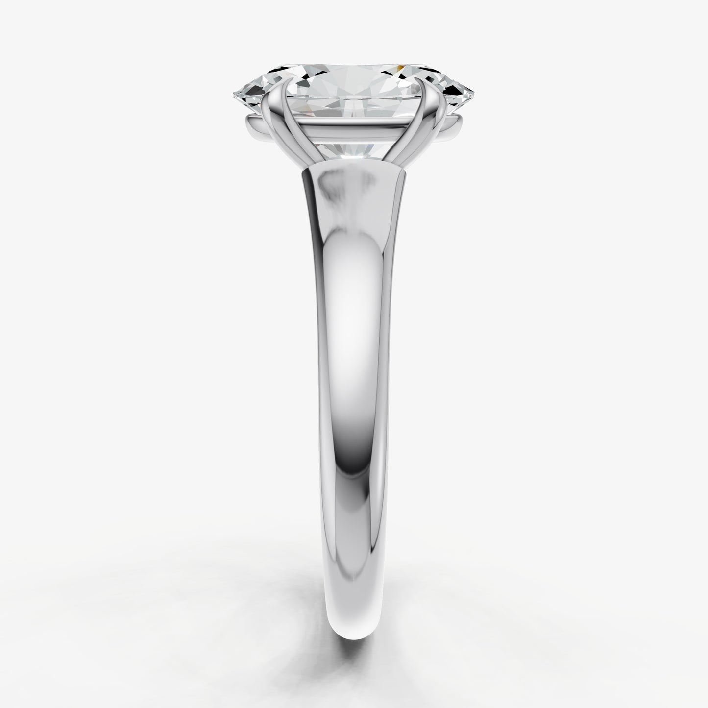 Oval Solitaire Engagement Ring with Reverse Tapered Band
