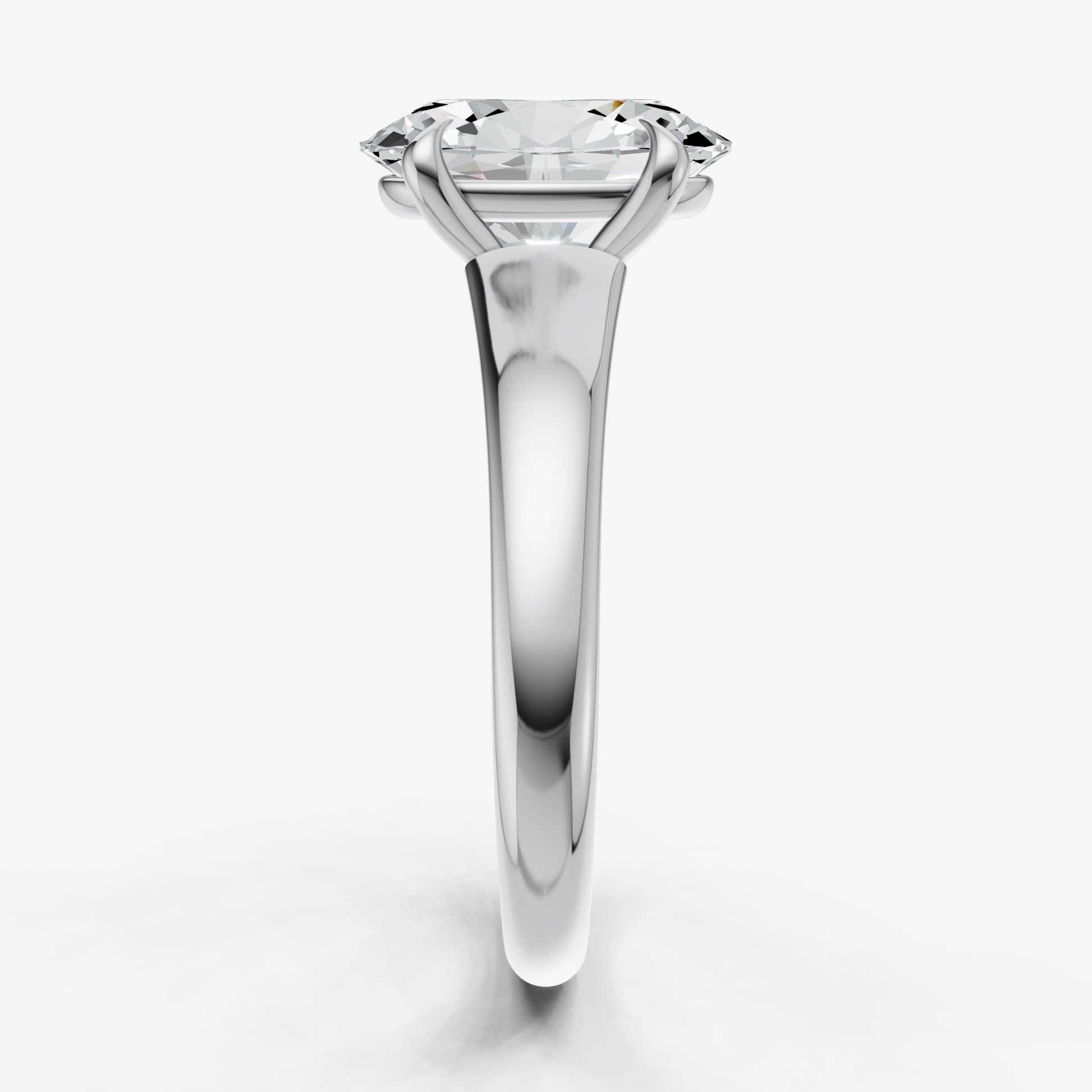Oval Solitaire Engagement Ring with Reverse Tapered Band
