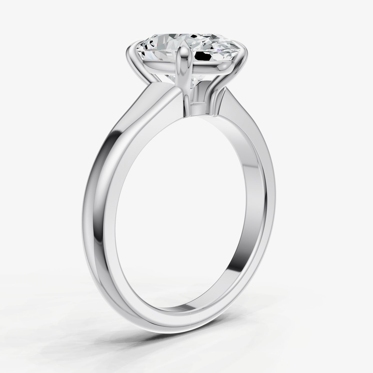 Oval Solitaire Engagement Ring with Reverse Tapered Band