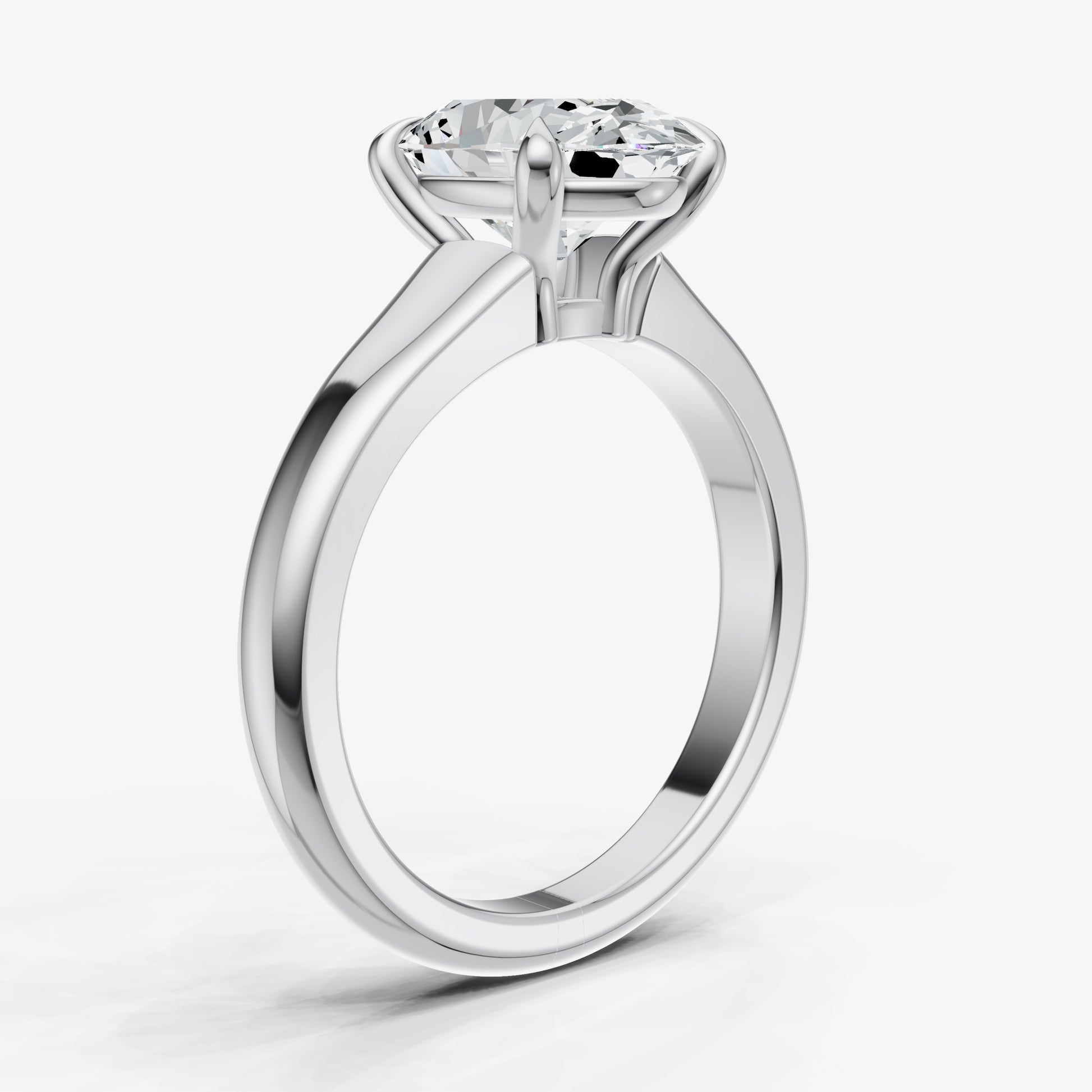 Oval Solitaire Engagement Ring with Reverse Tapered Band