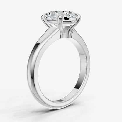 Oval Solitaire Engagement Ring with Reverse Tapered Band