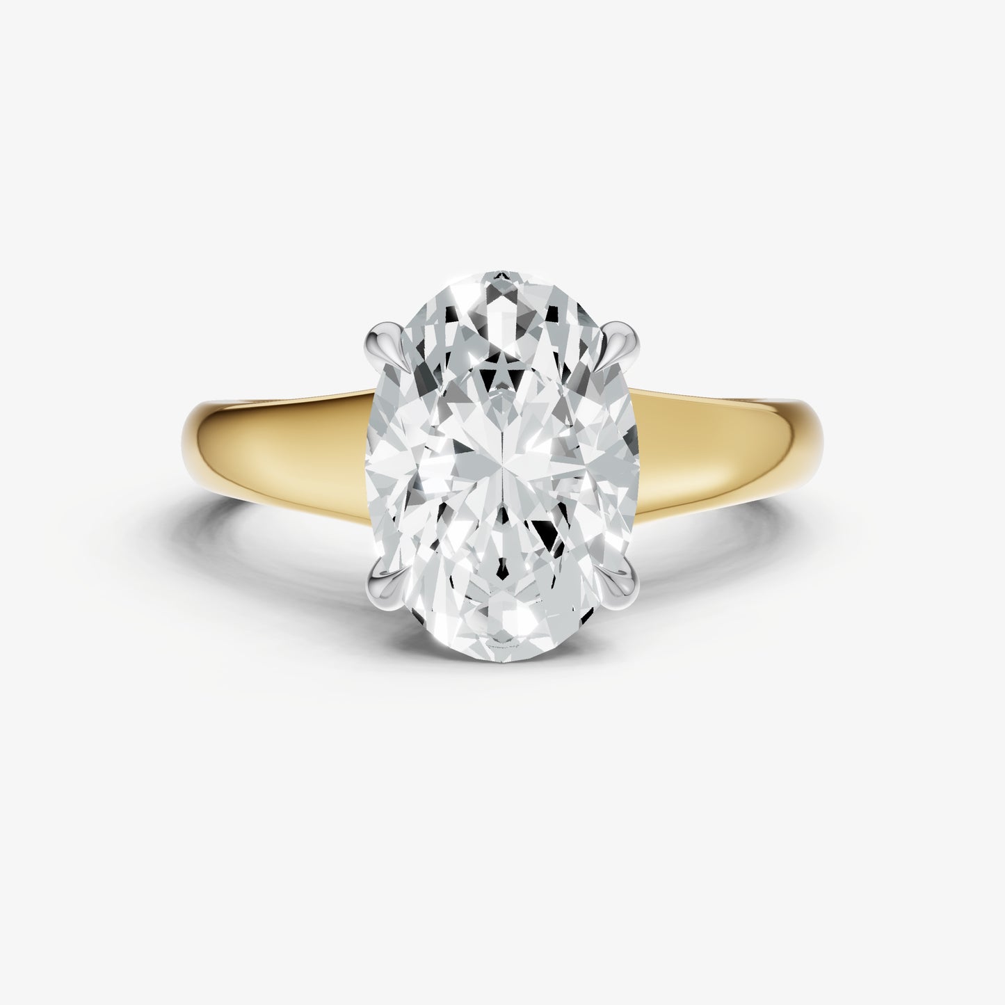 Oval Solitaire Engagement Ring with Reverse Tapered Band