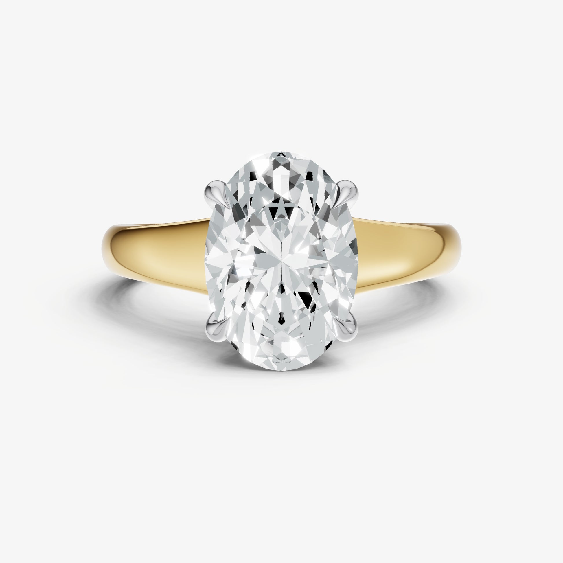 Oval Solitaire Engagement Ring with Reverse Tapered Band