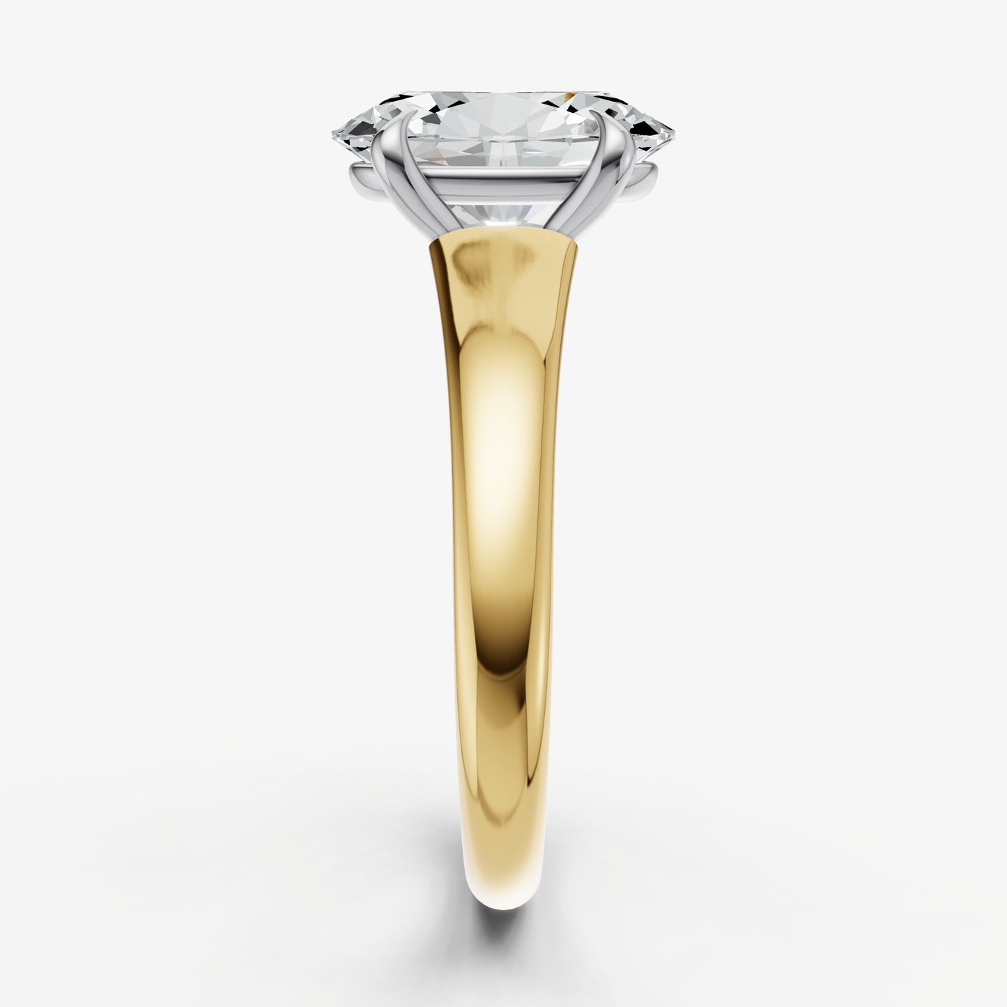 Oval Solitaire Engagement Ring with Reverse Tapered Band