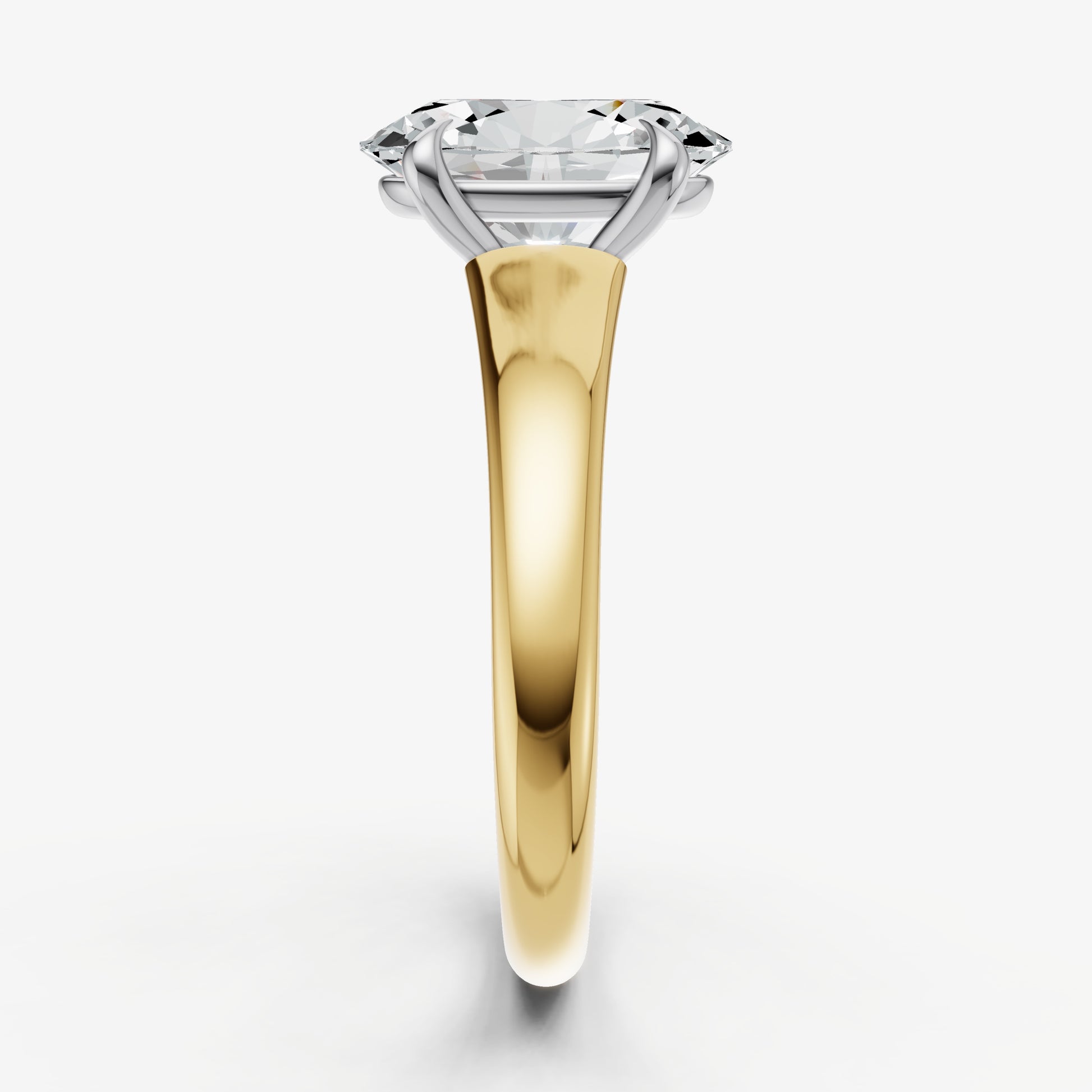 Oval Solitaire Engagement Ring with Reverse Tapered Band