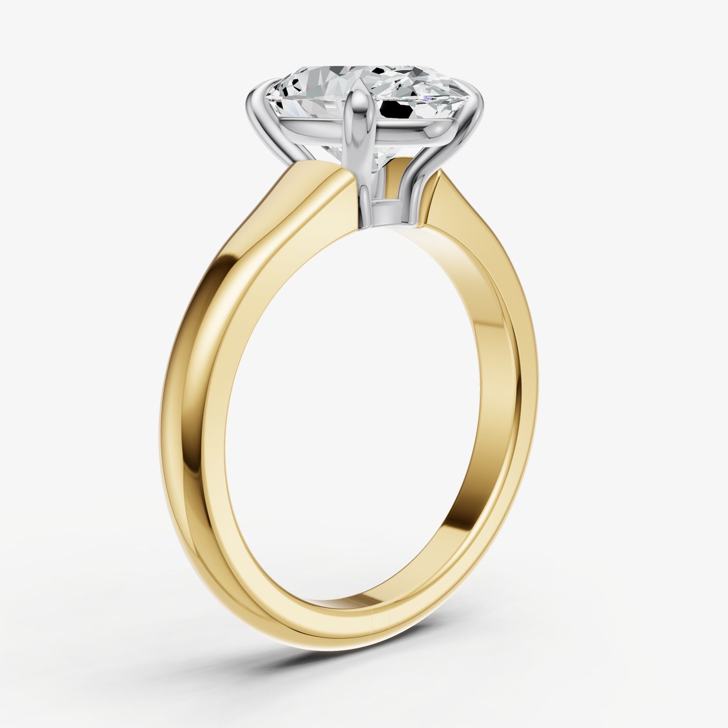 Oval Solitaire Engagement Ring with Reverse Tapered Band
