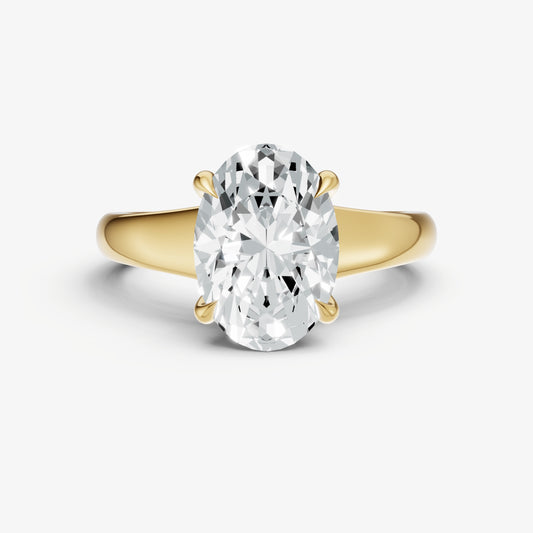 Oval Solitaire Engagement Ring with Reverse Tapered Band