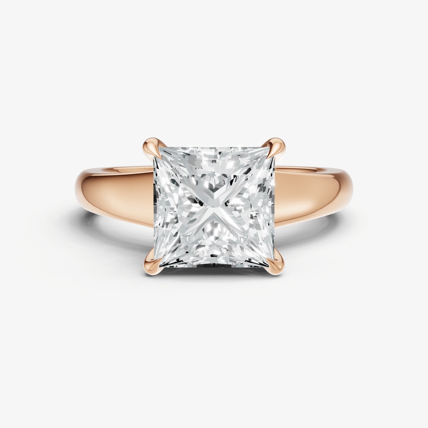 Princess Solitaire Engagement Ring with Reverse Tapered Band
