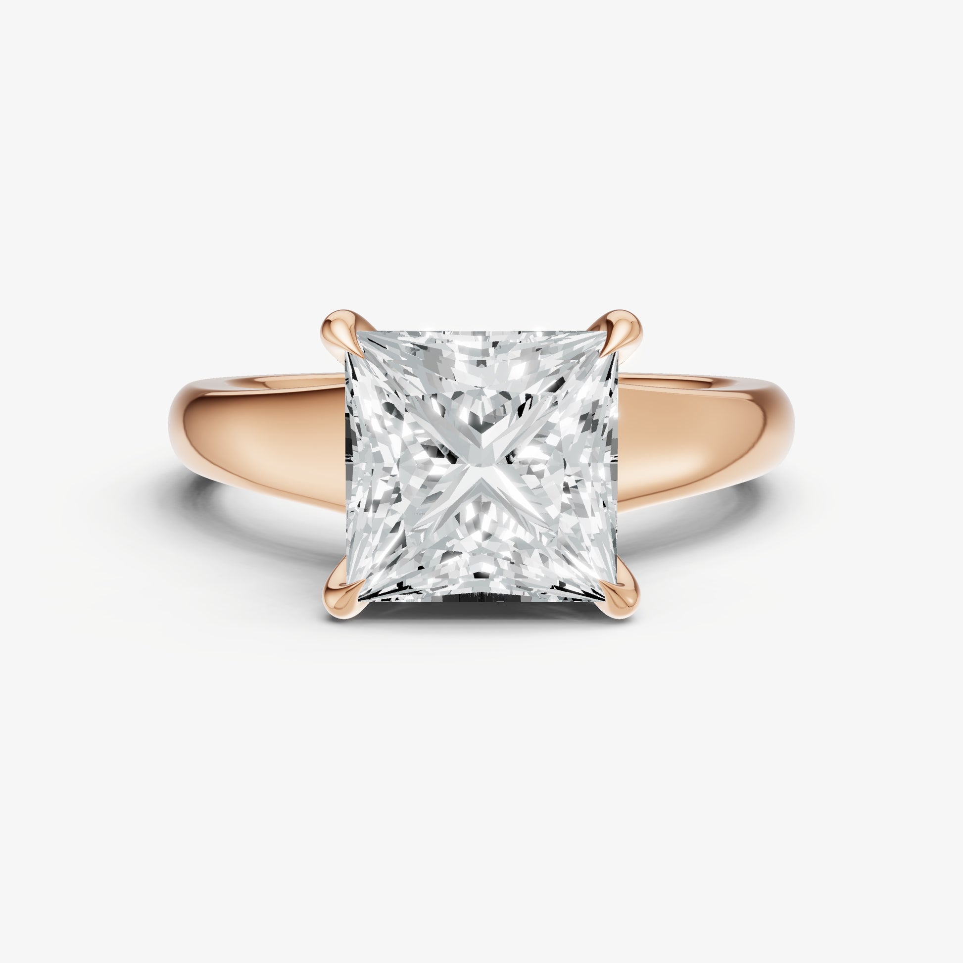 Princess Solitaire Engagement Ring with Reverse Tapered Band