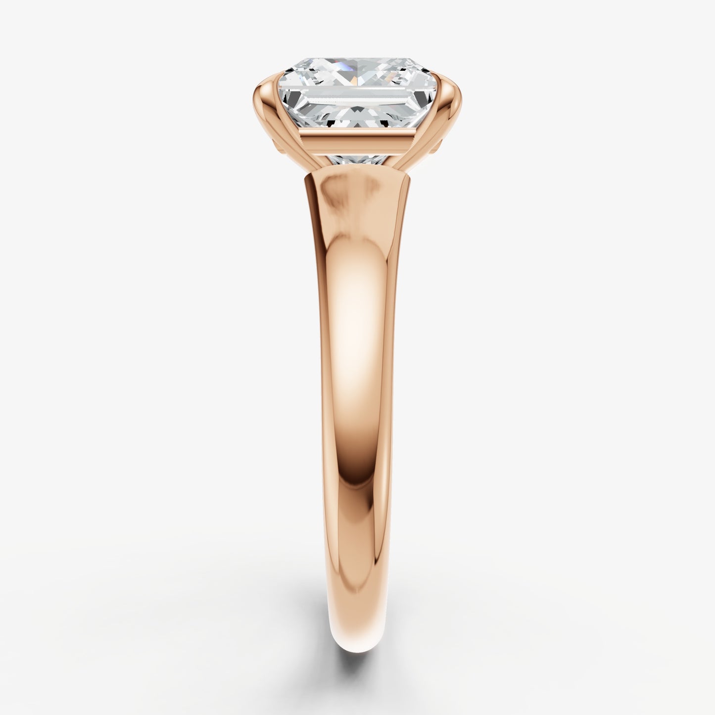 Princess Solitaire Engagement Ring with Reverse Tapered Band