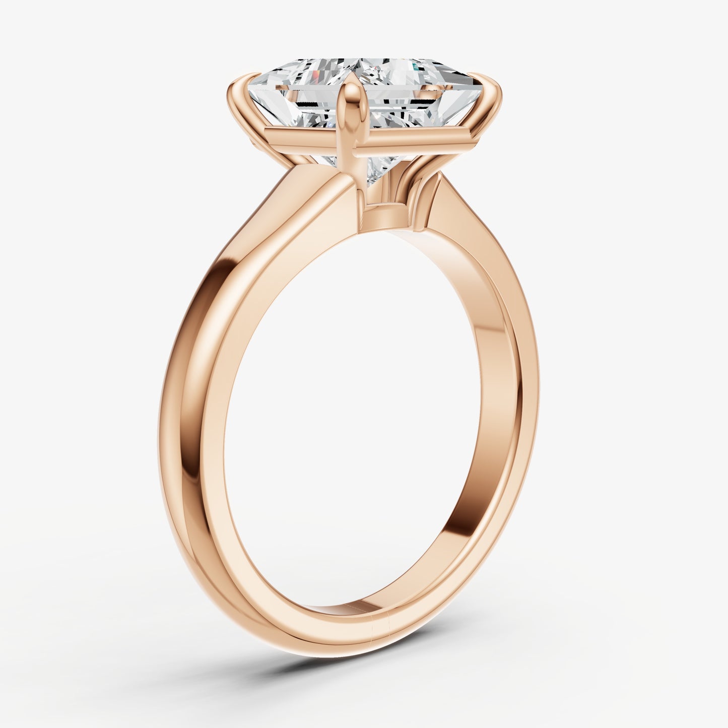 Princess Solitaire Engagement Ring with Reverse Tapered Band