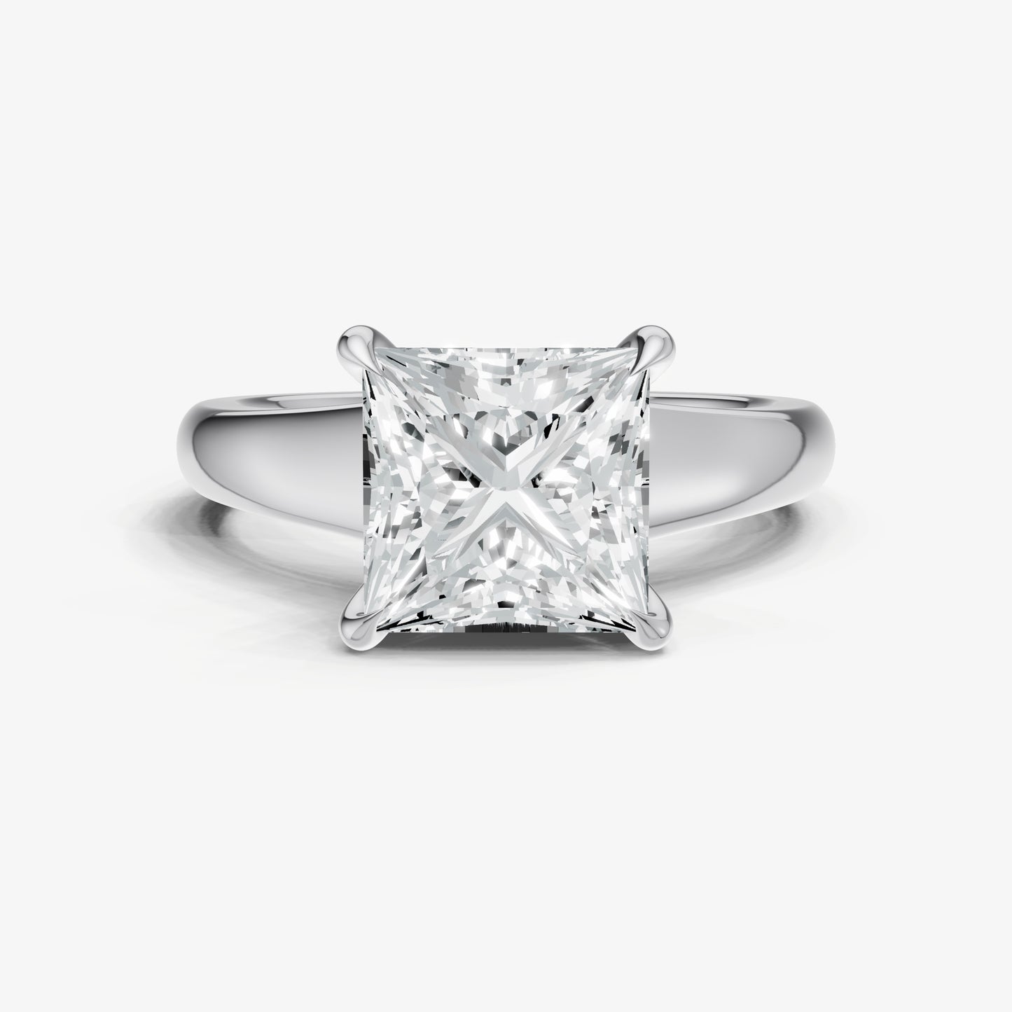 Princess Solitaire Engagement Ring with Reverse Tapered Band