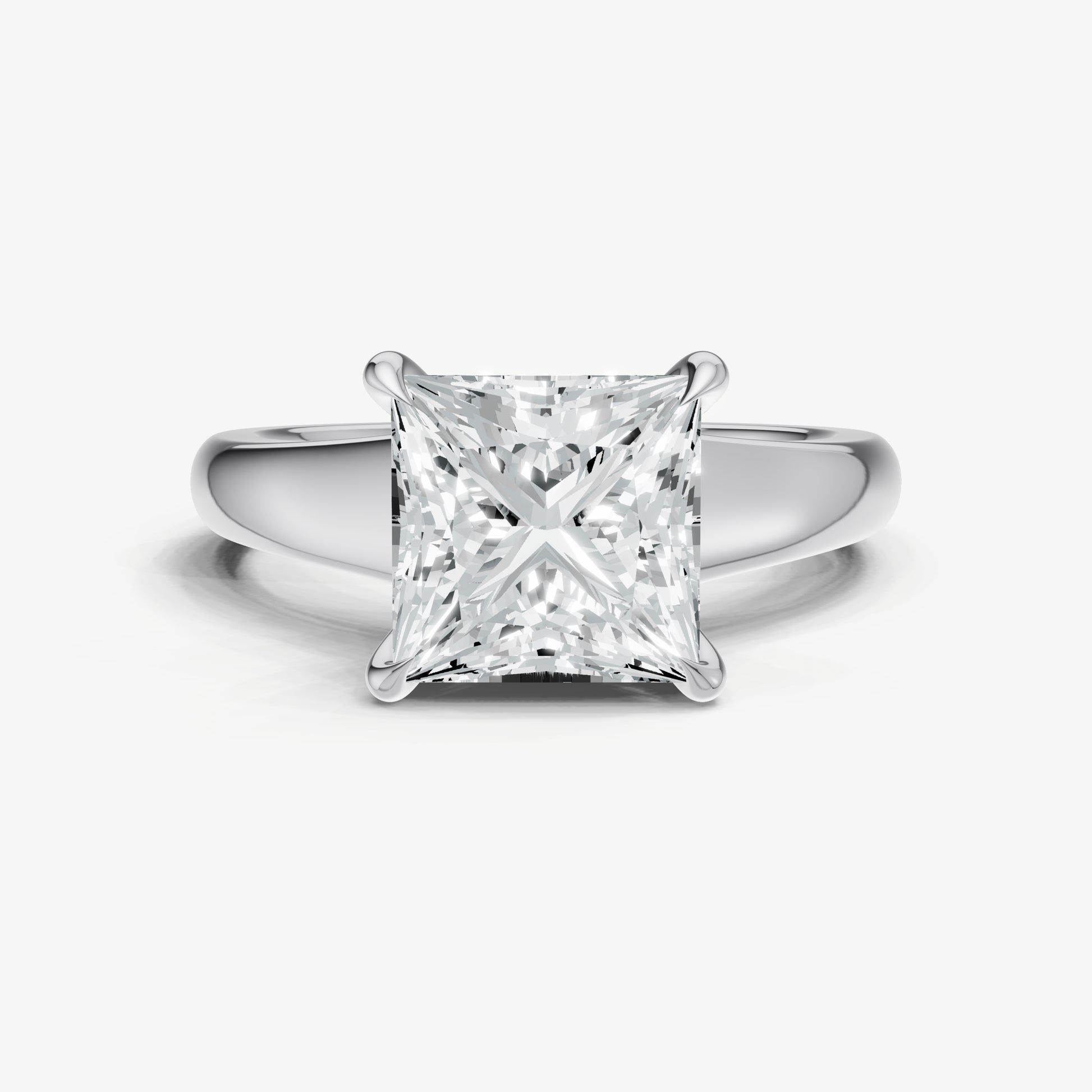 Princess Solitaire Engagement Ring with Reverse Tapered Band