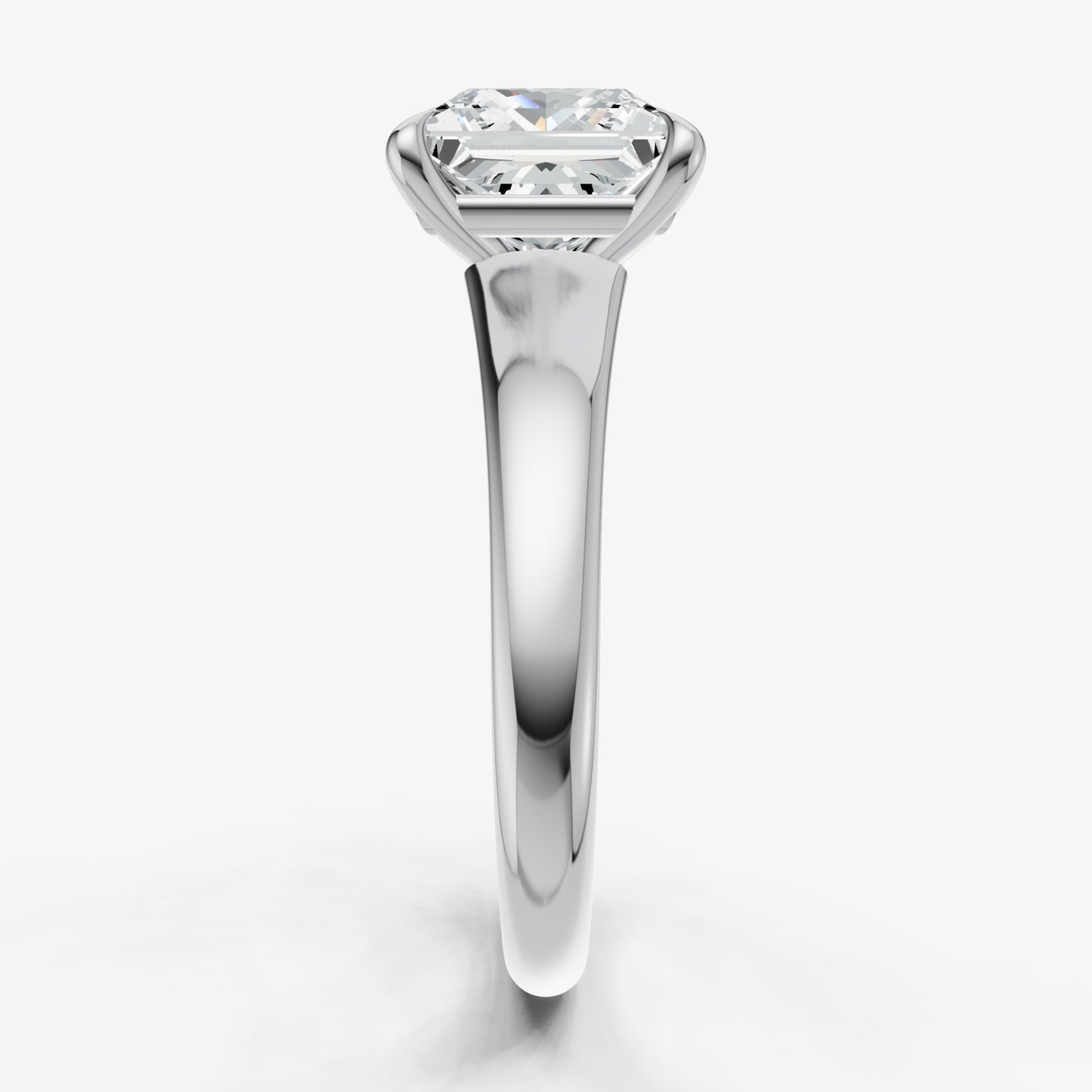 Princess Solitaire Engagement Ring with Reverse Tapered Band