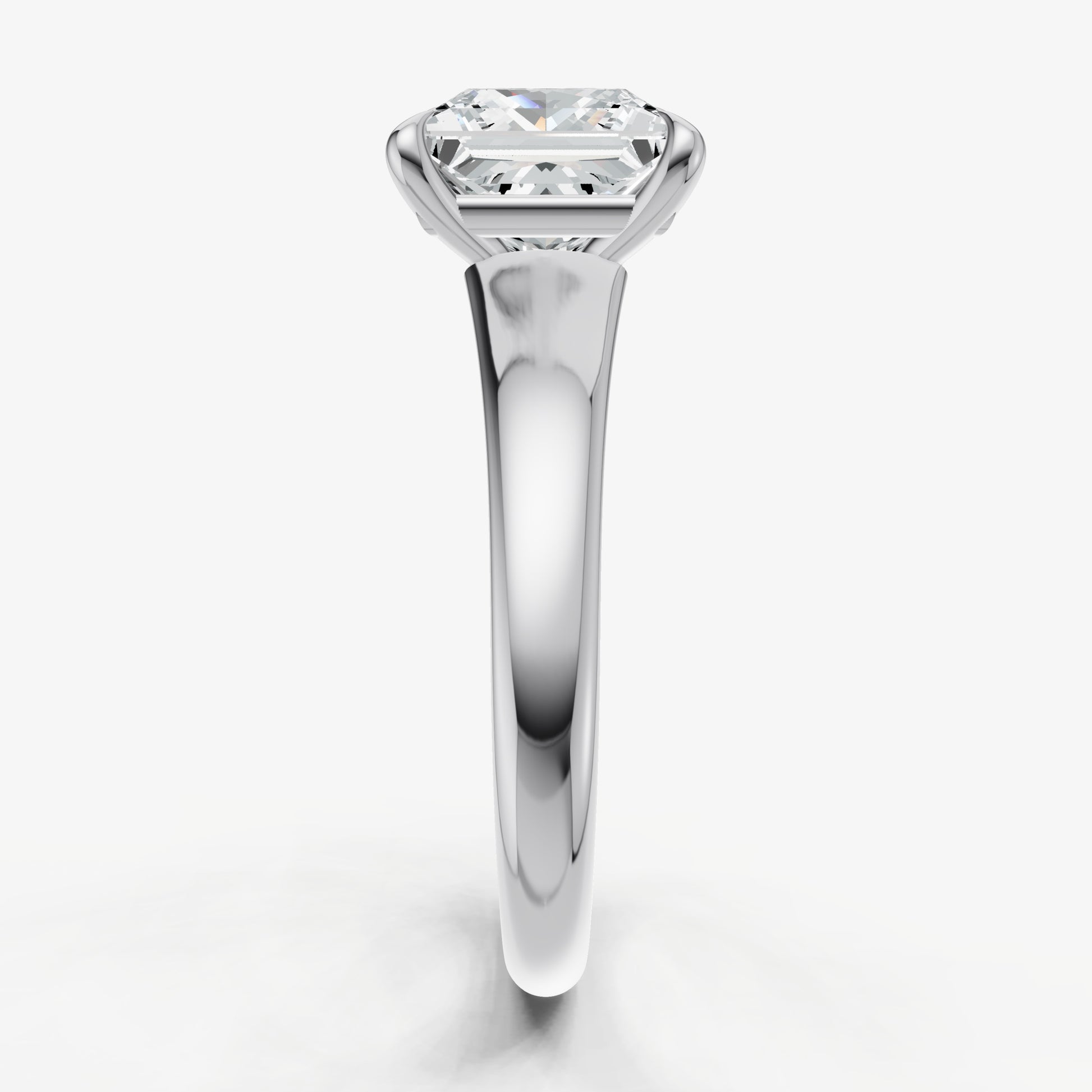 Princess Solitaire Engagement Ring with Reverse Tapered Band