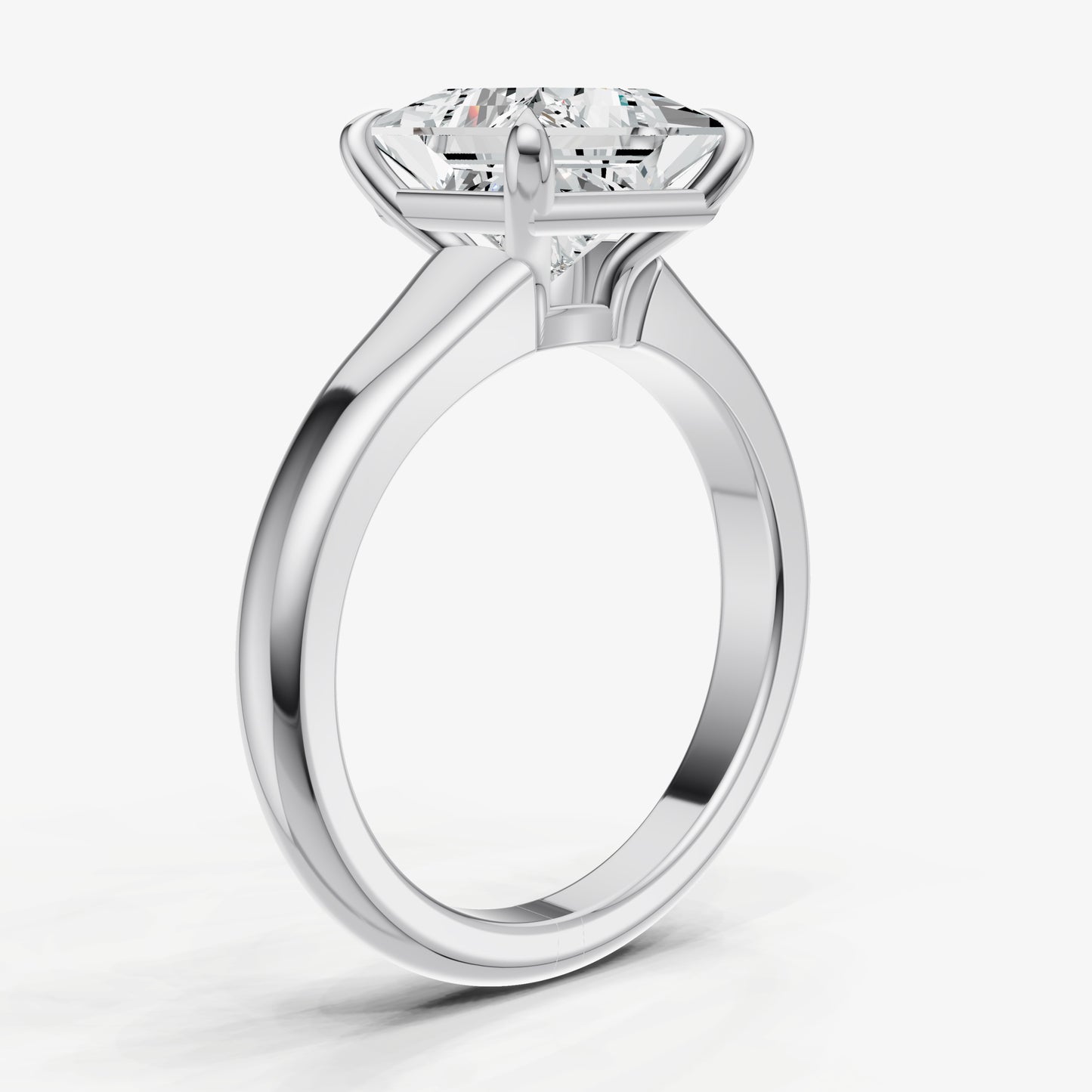 Princess Solitaire Engagement Ring with Reverse Tapered Band