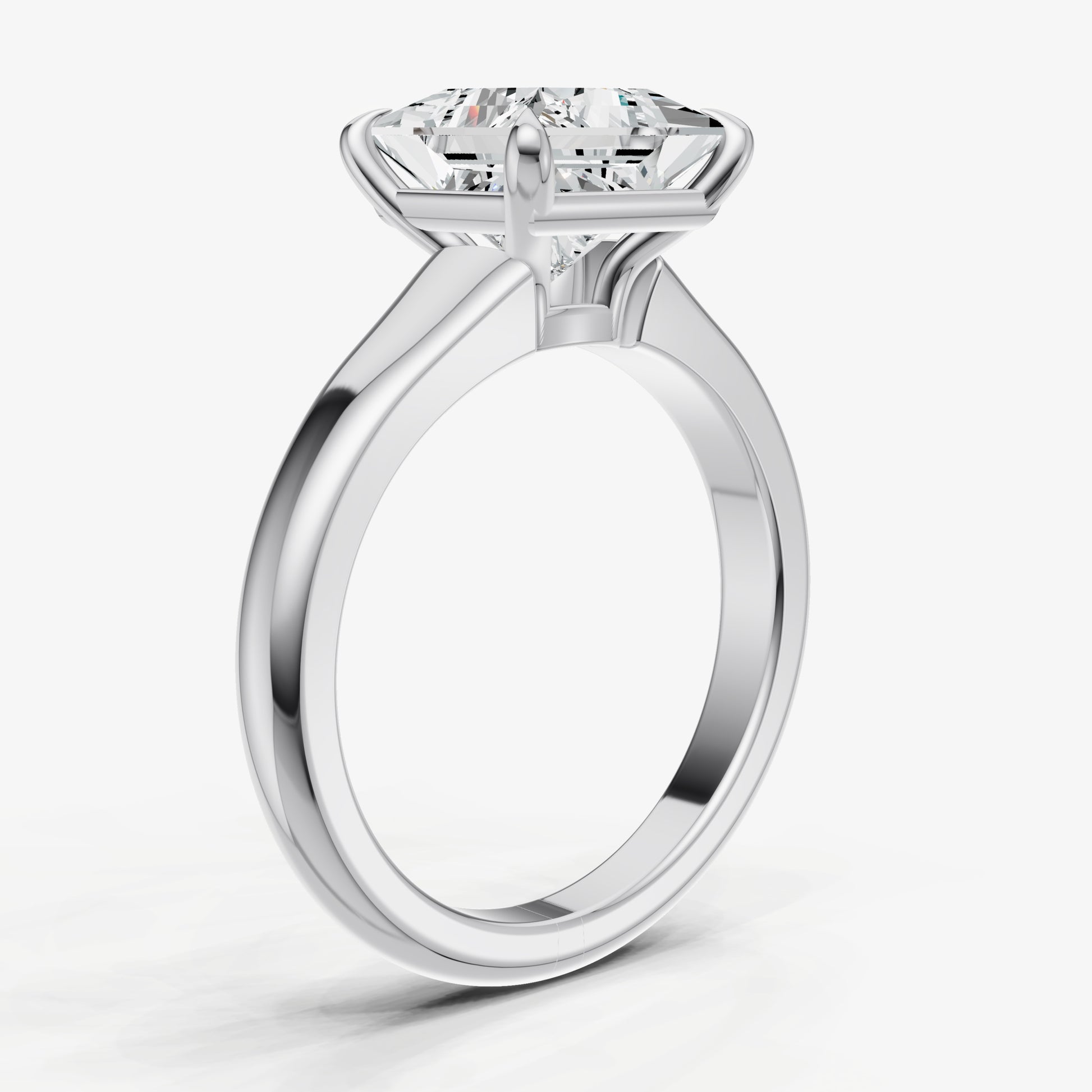 Princess Solitaire Engagement Ring with Reverse Tapered Band