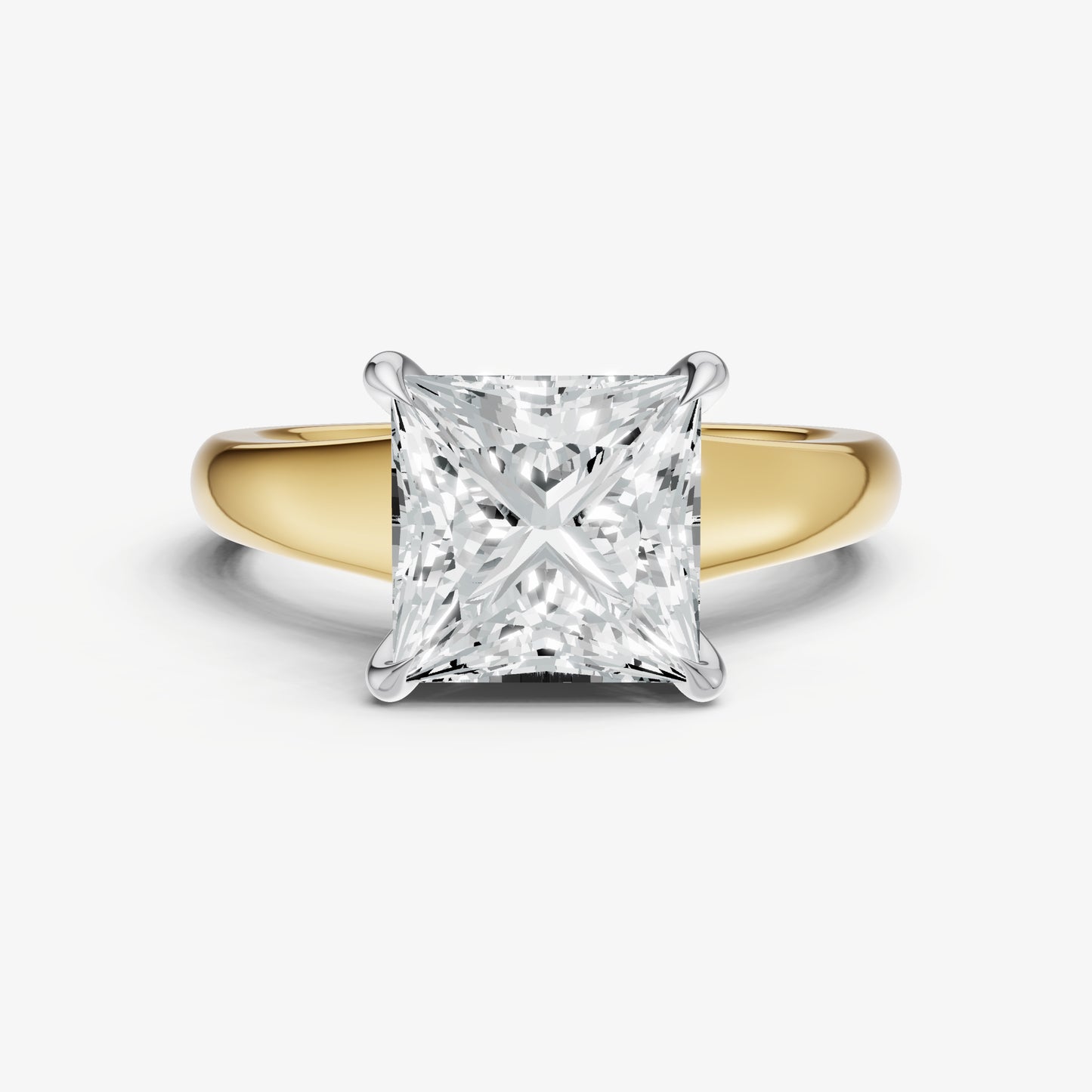 Princess Solitaire Engagement Ring with Reverse Tapered Band