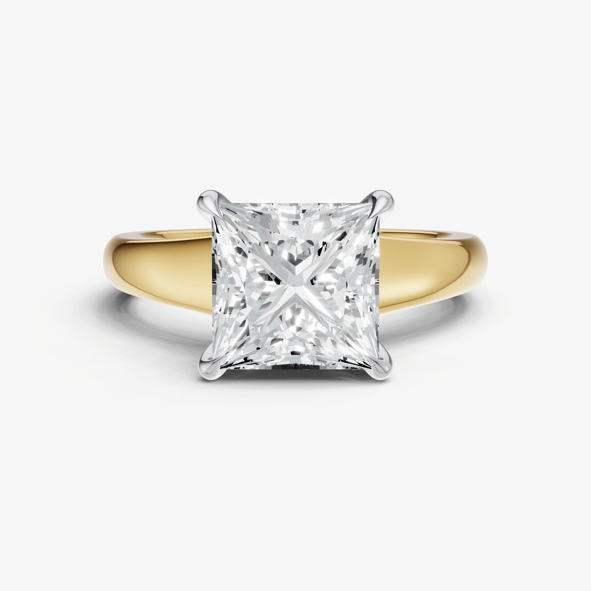 Princess Solitaire Engagement Ring with Reverse Tapered Band