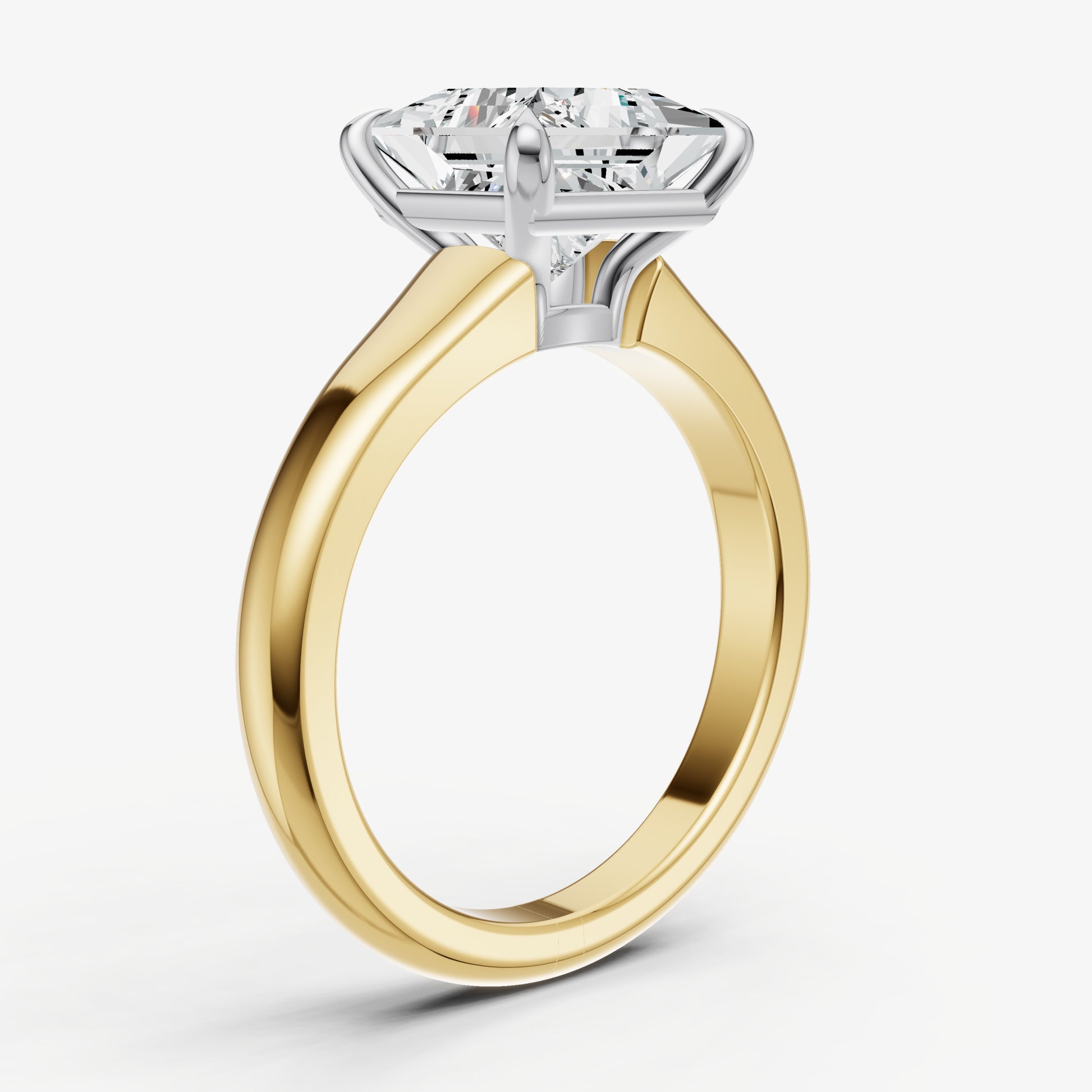 Princess Solitaire Engagement Ring with Reverse Tapered Band