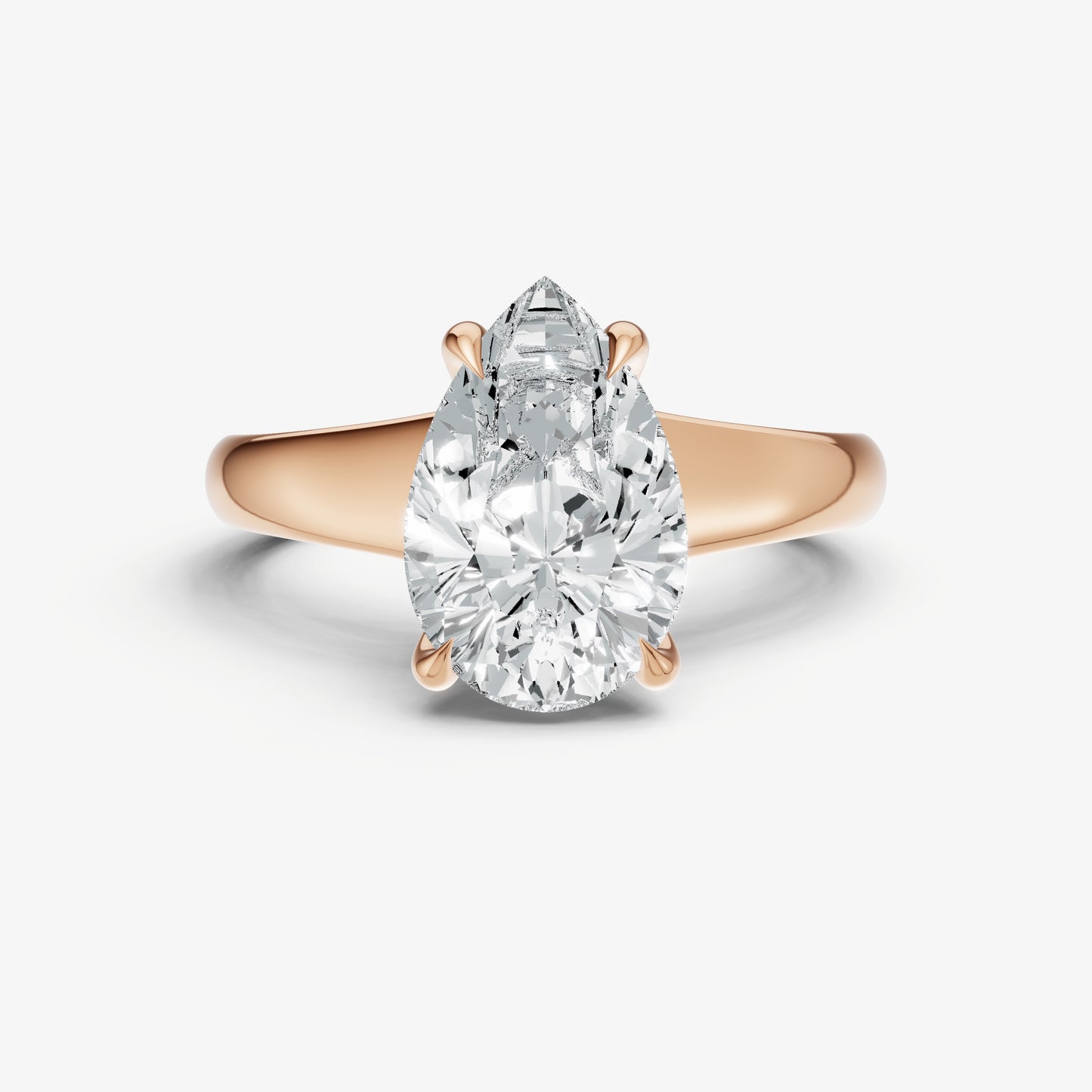 Pear Solitaire Engagement Ring with Reverse Tapered Band