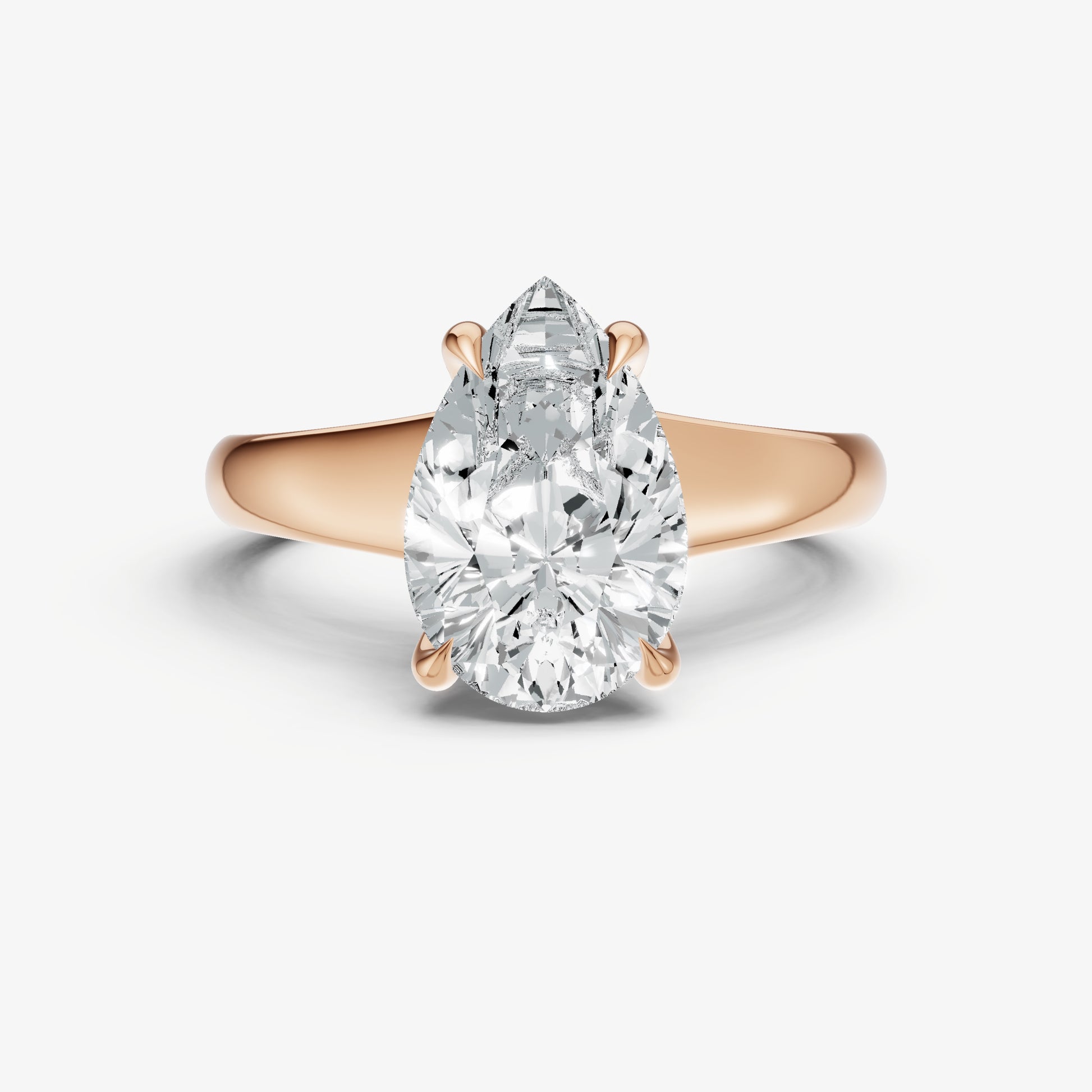 Pear Solitaire Engagement Ring with Reverse Tapered Band