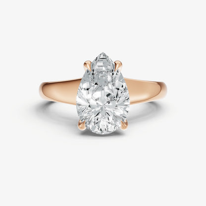 Pear Solitaire Engagement Ring with Reverse Tapered Band