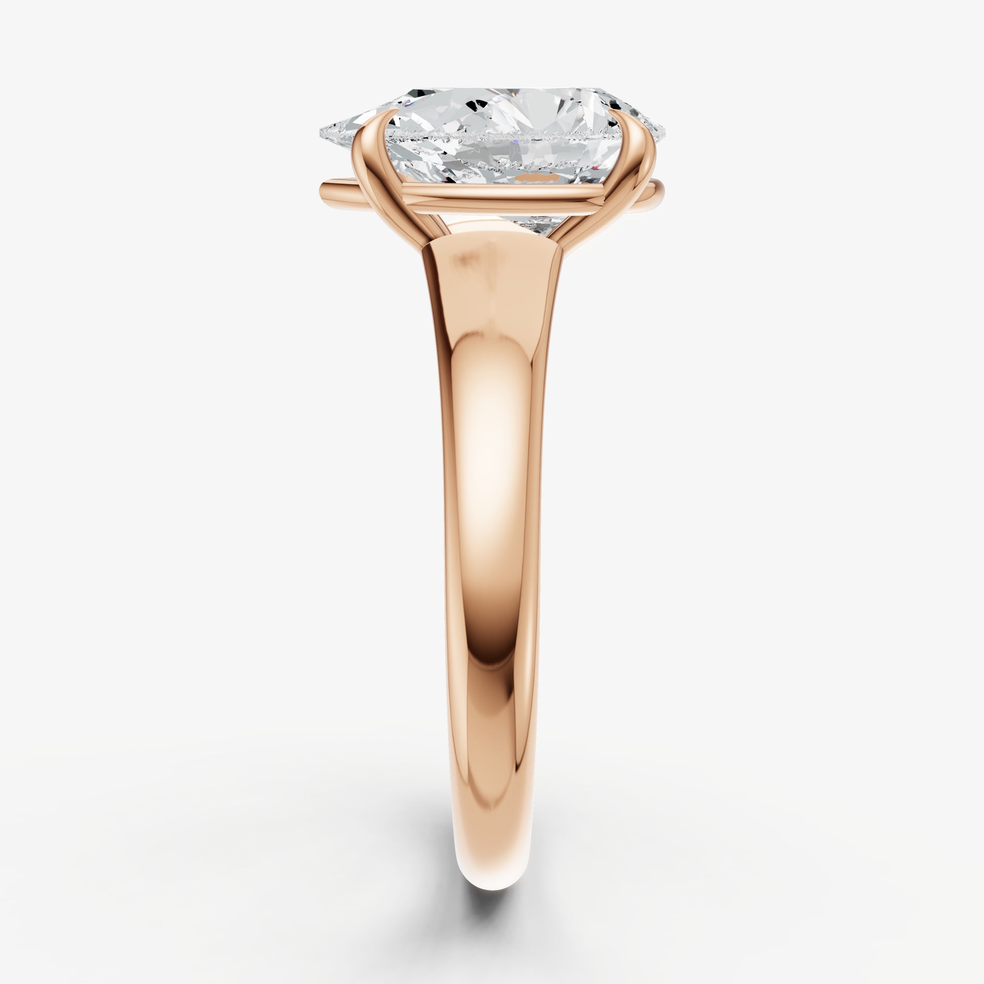 Pear Solitaire Engagement Ring with Reverse Tapered Band