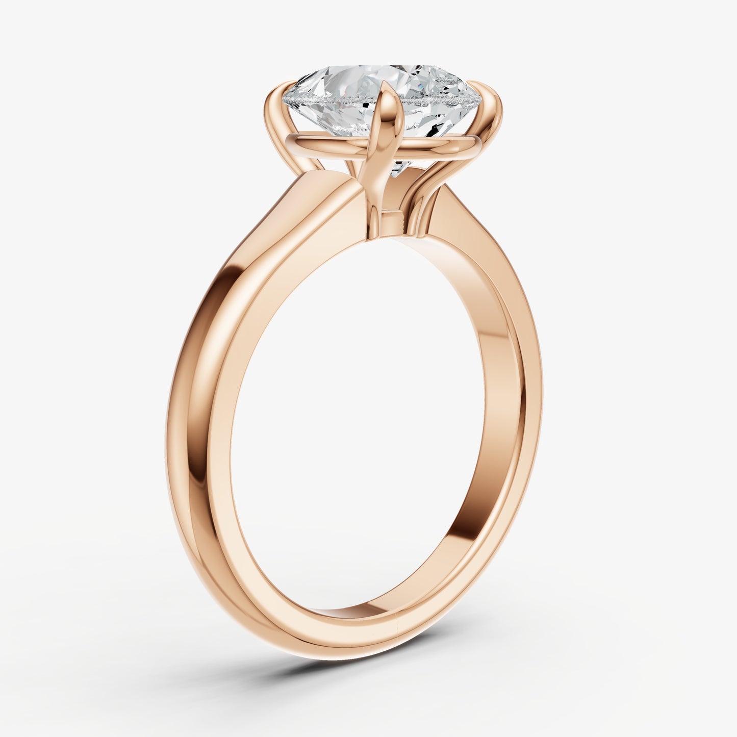Pear Solitaire Engagement Ring with Reverse Tapered Band