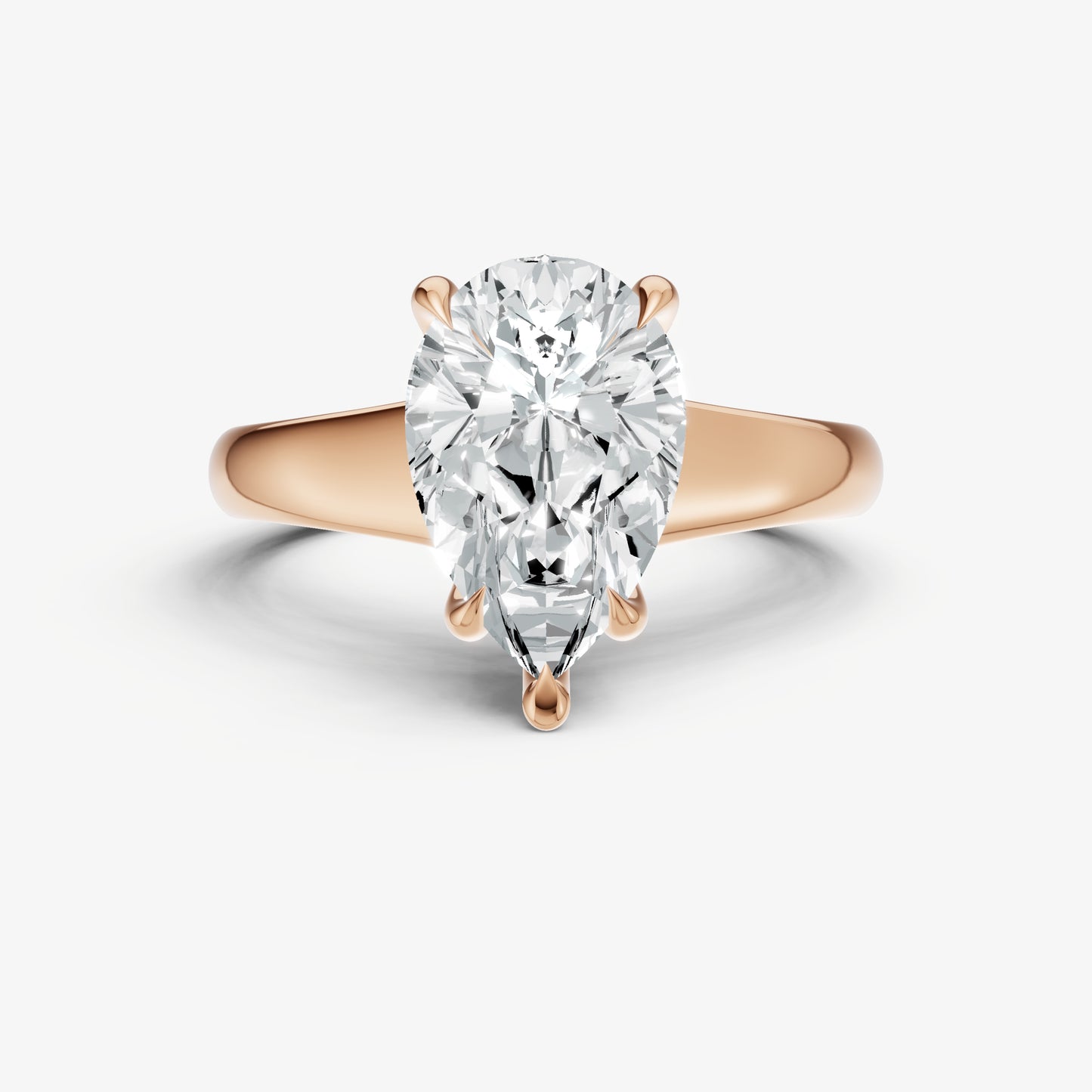 Pear Solitaire Engagement Ring with Reverse Tapered Band