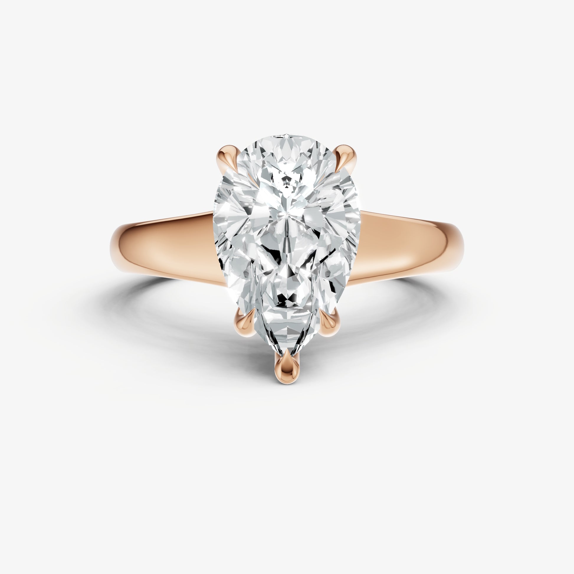 Pear Solitaire Engagement Ring with Reverse Tapered Band